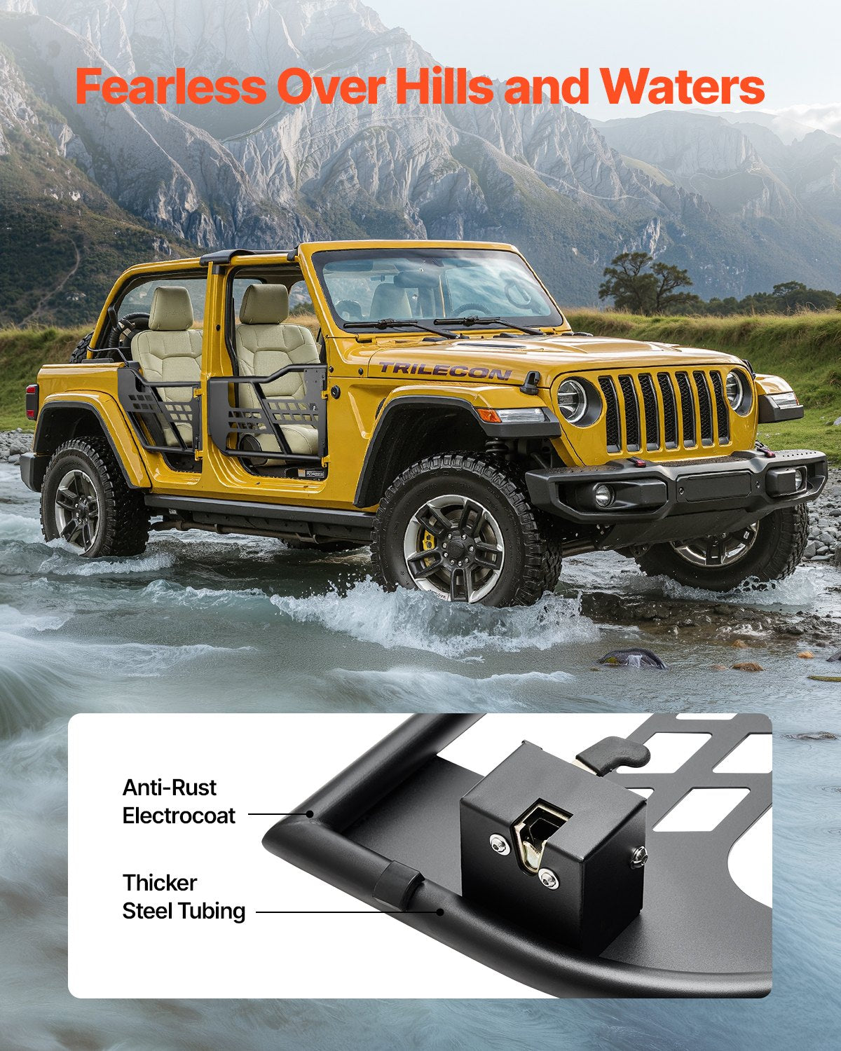 Vamzdinės durys visureigiams VEVOR Jeep Wrangler JL / Gladiator JT, 4 durų komplektas