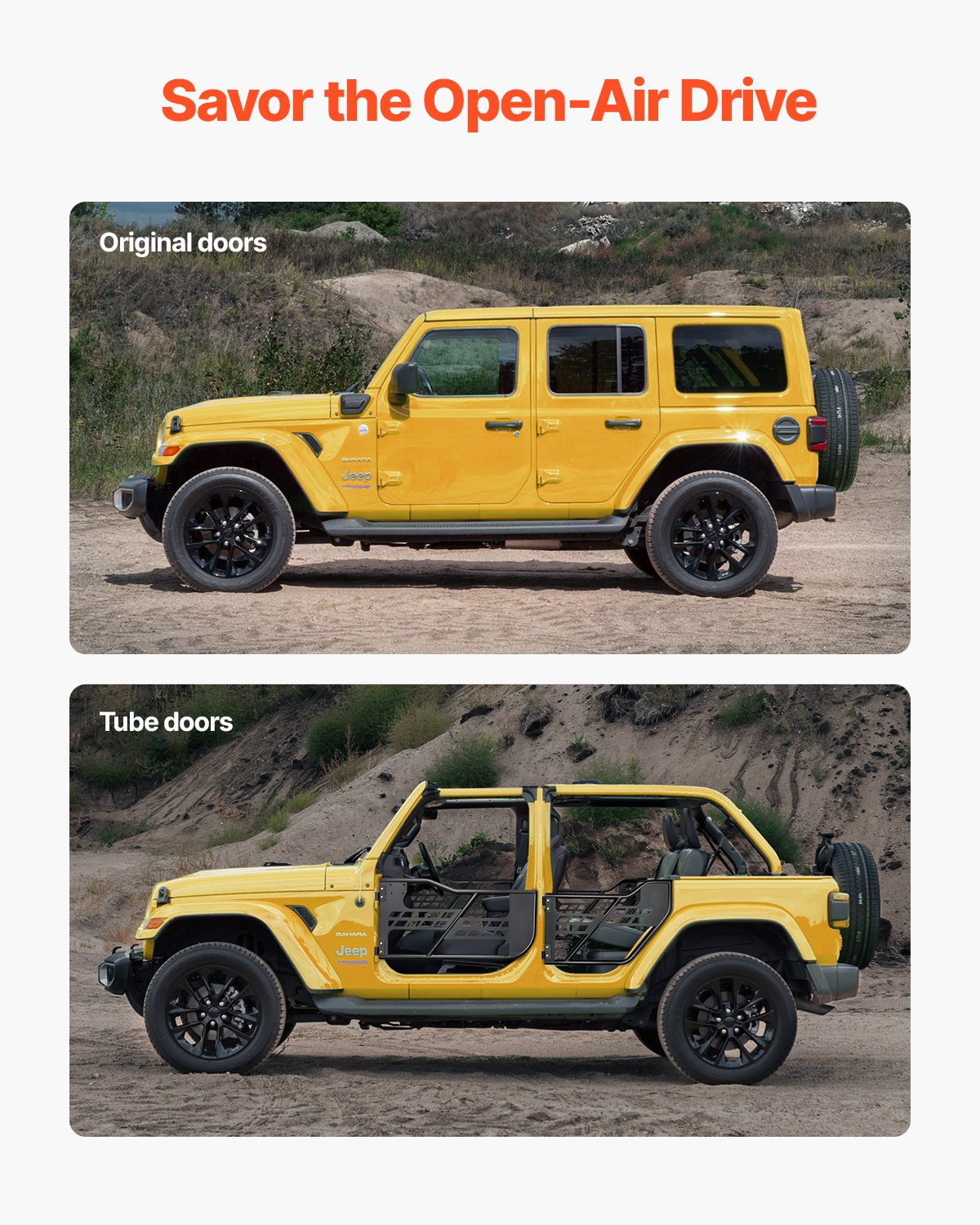 Vamzdinės durys visureigiams VEVOR Jeep Wrangler JL / Gladiator JT, 4 durų komplektas