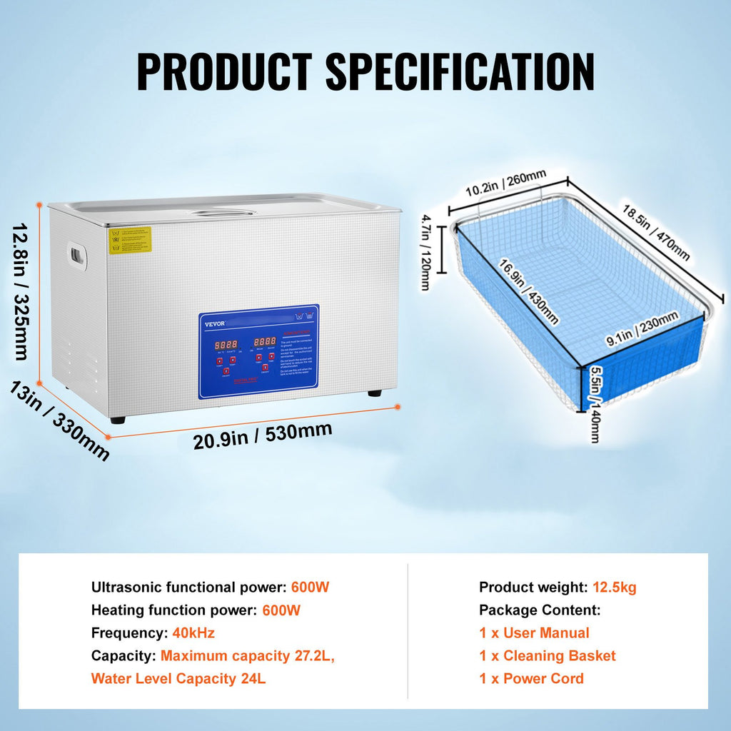 Ultragarsinė vonelė VEVOR Professional, 30 l