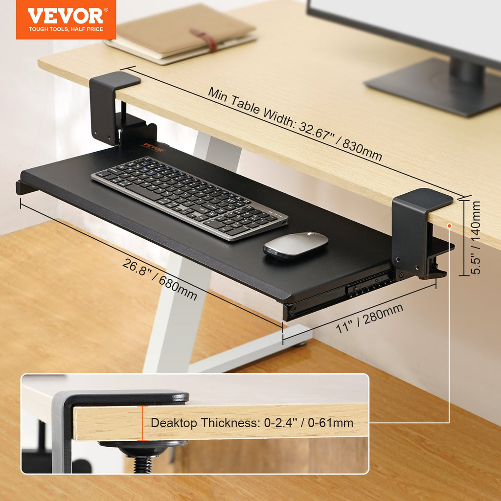 Pritvirtinamas klaviatūros dėklas VEVOR VM-KB19, 68 cm ilgio