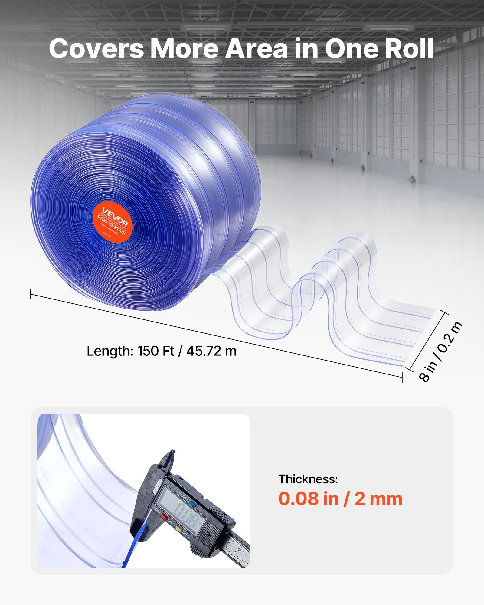 PVC juostinė užuolaida VEVOR MS-0005, 45,7 m ilgis