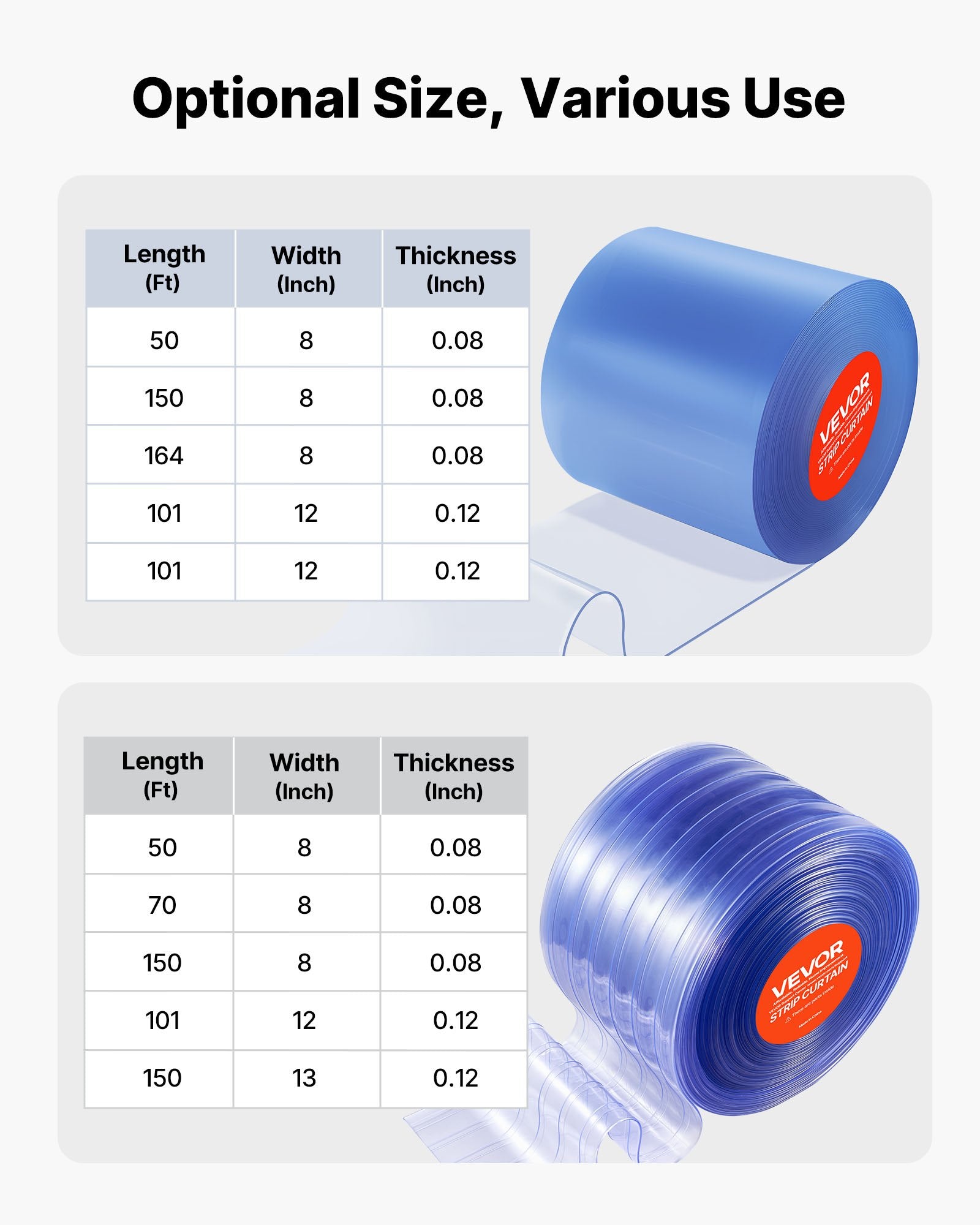 PVC juostinė užuolaida VEVOR MS-0005, 45,7 m ilgis