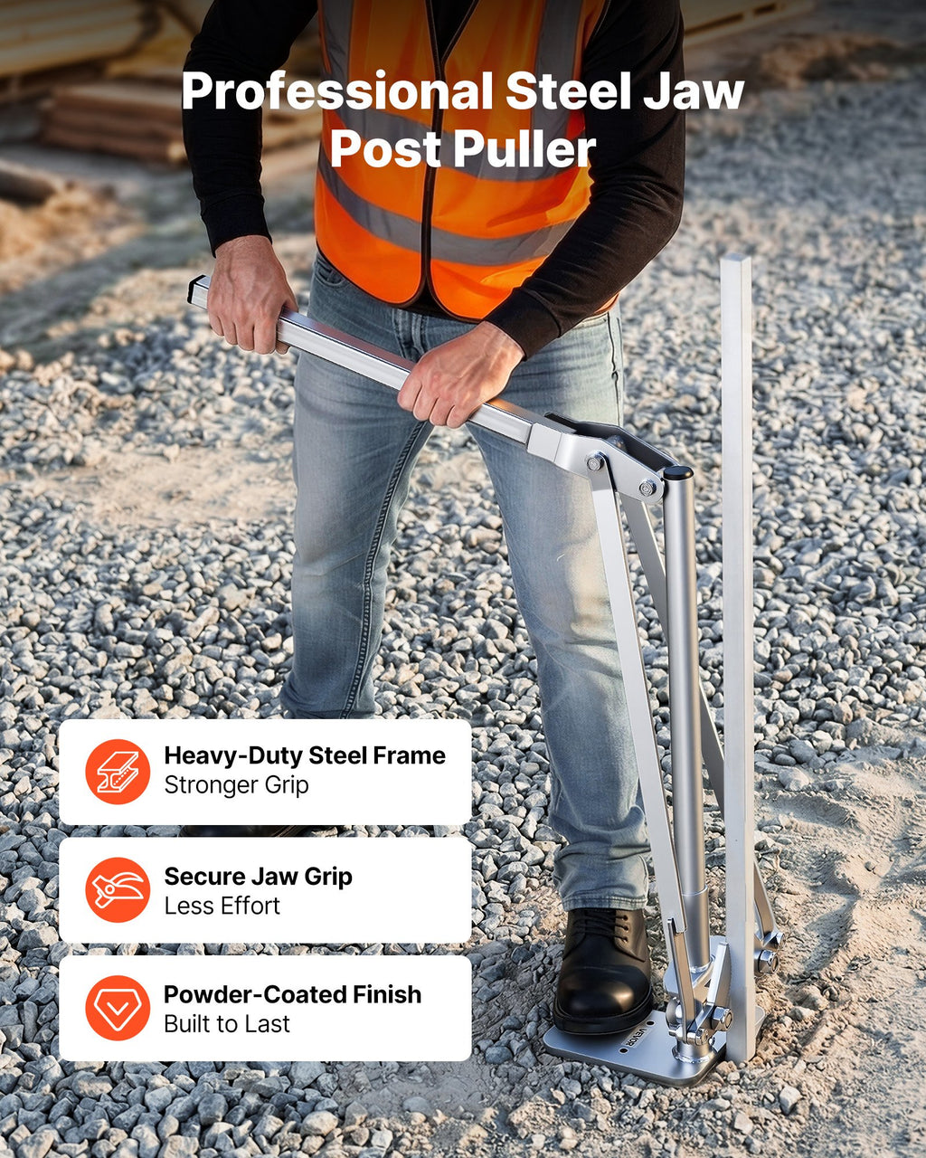 T formos stulpų ištraukėjas VEVOR BY-FPE-05, 90 mm griebtuvas