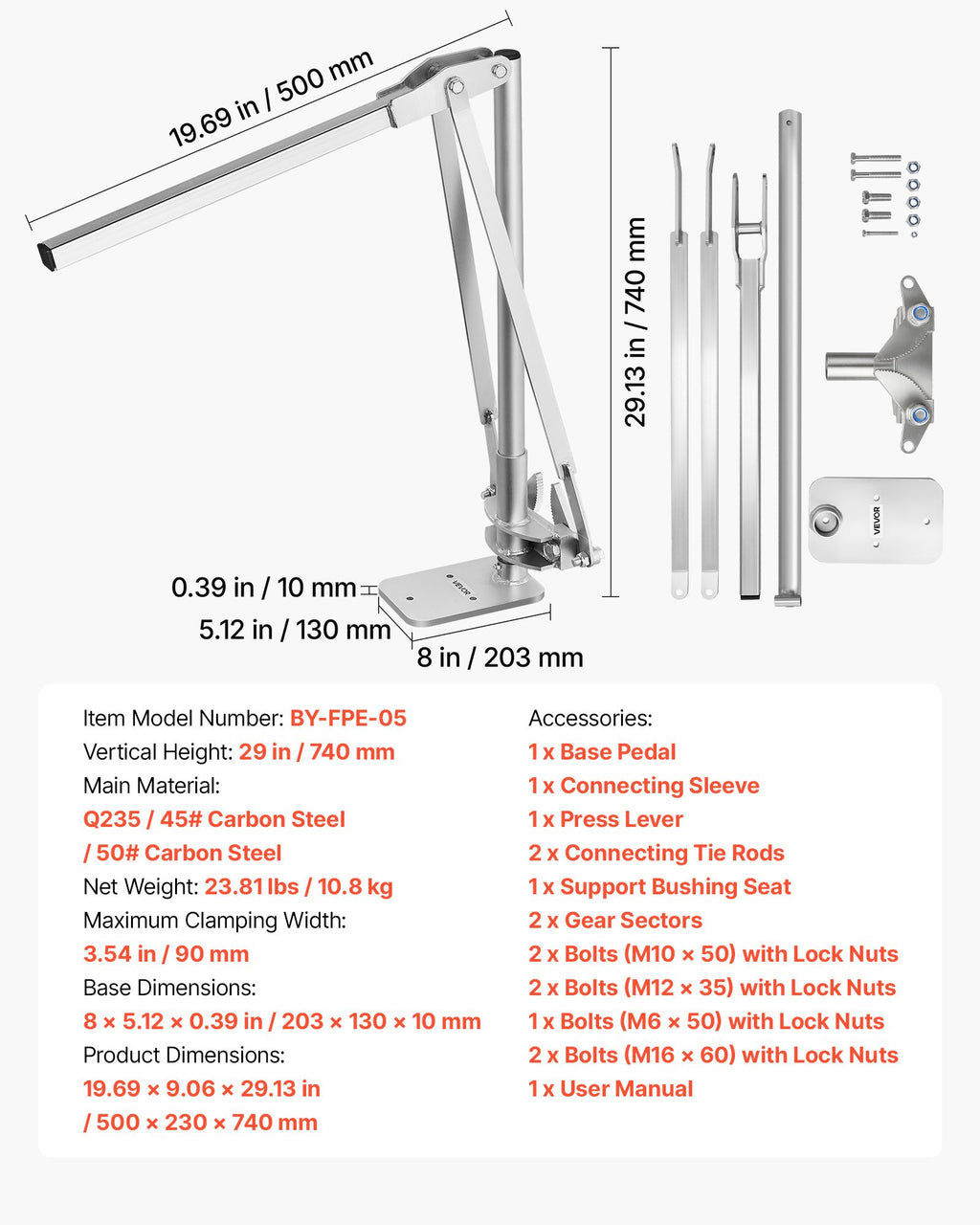 T formos stulpų ištraukėjas VEVOR BY-FPE-05, 90 mm griebtuvas