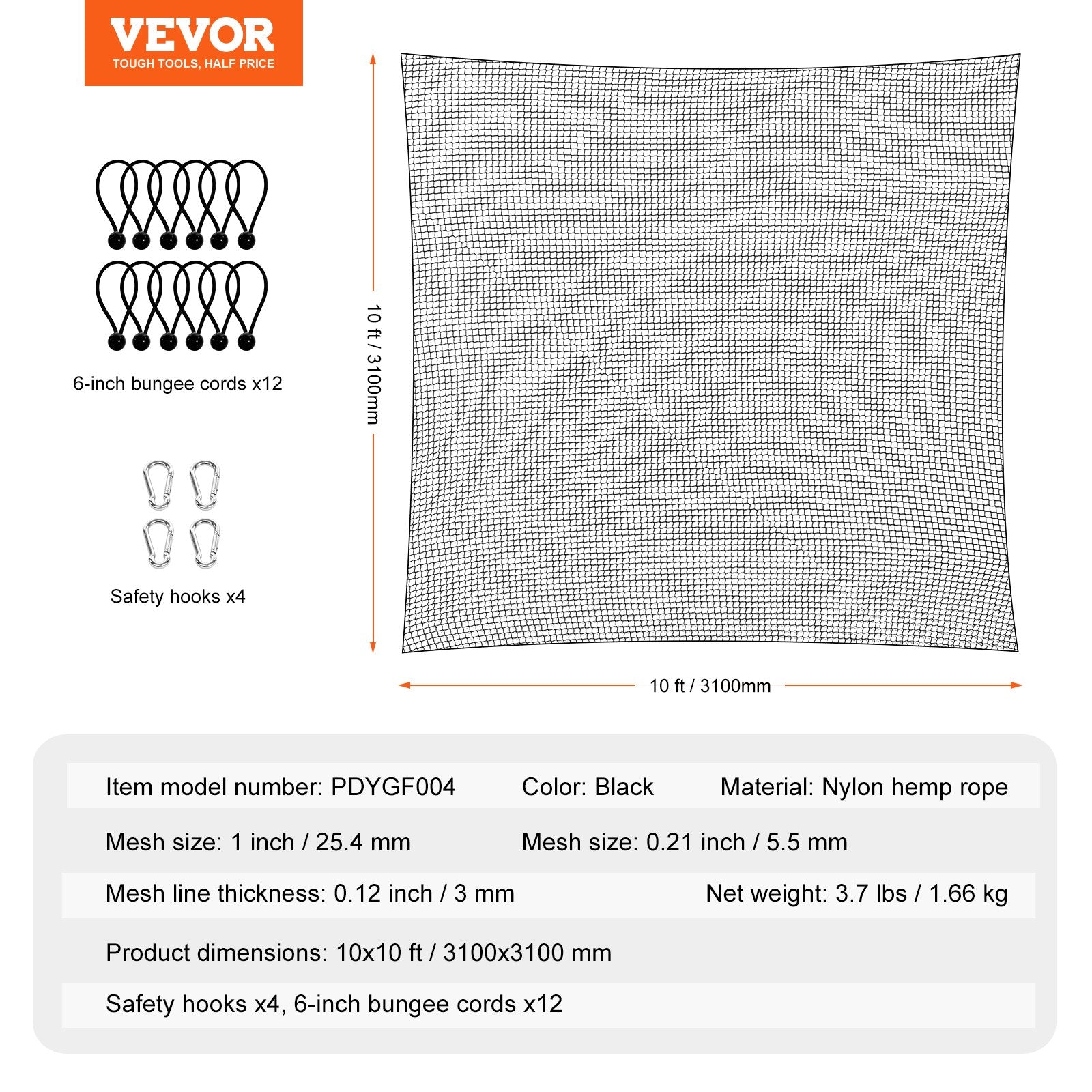 Golfo treniruočių tinklas VEVOR PDYGF004, 3x3 m