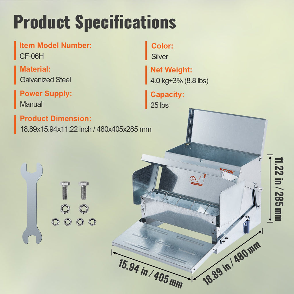Automatinė vištų šėrykla VEVOR CF-06H, 11 kg talpa