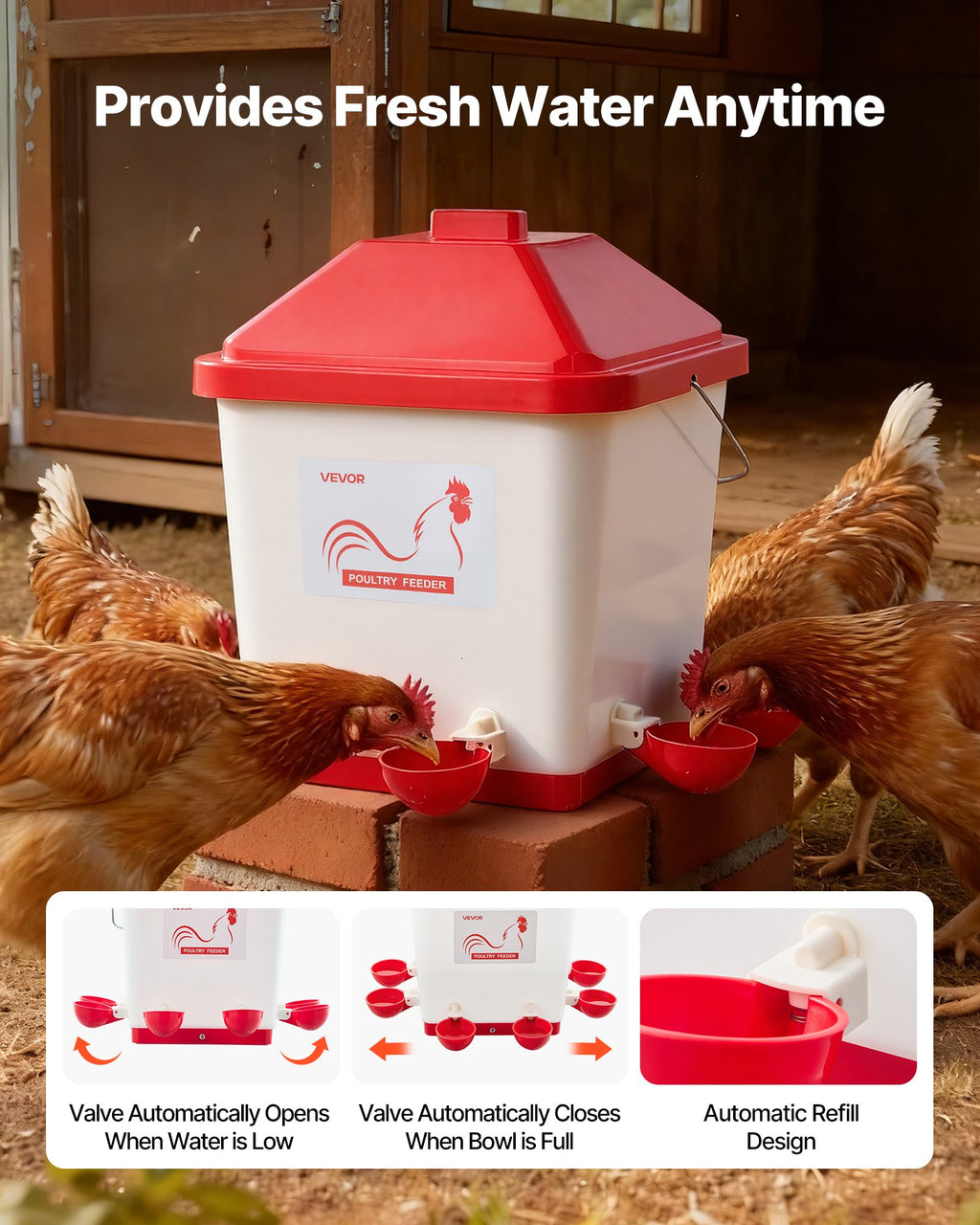 Automatinė girdykla vištoms VEVOR 5GAL D, 19 l talpa