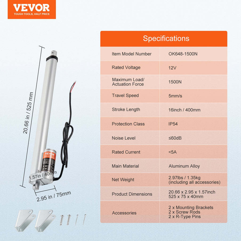 Linijinis pavaros mechanizmas VEVOR OK648-1500N, 1500N
