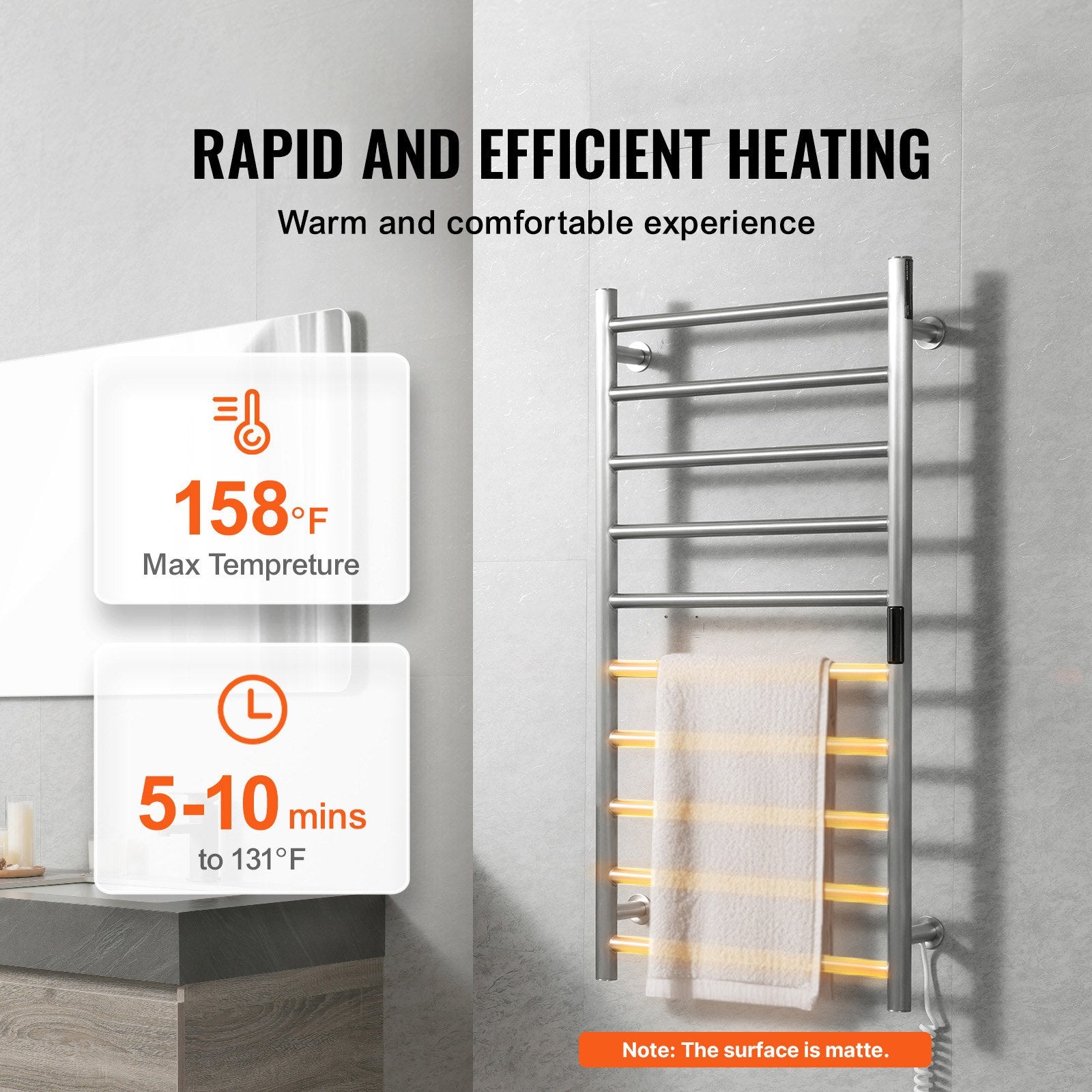 Elektrinis rankšluosčių džiovintuvas VEVOR 10 Bars, 5 lygių temperatūros reguliavimas
