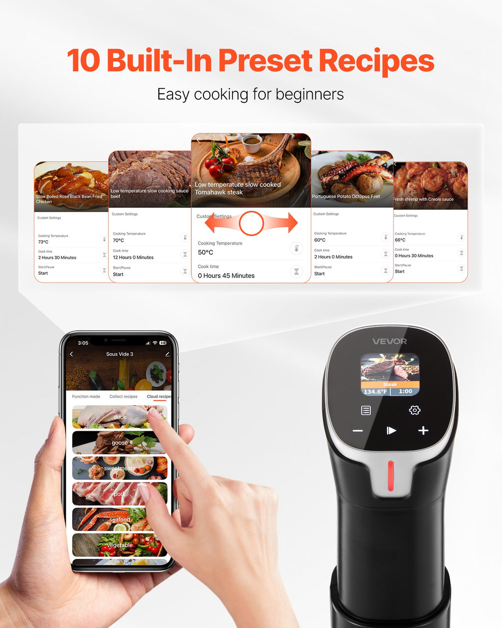 Lėto virimo prietaisas (Sous Vide) VEVOR SV-2401, 1100W