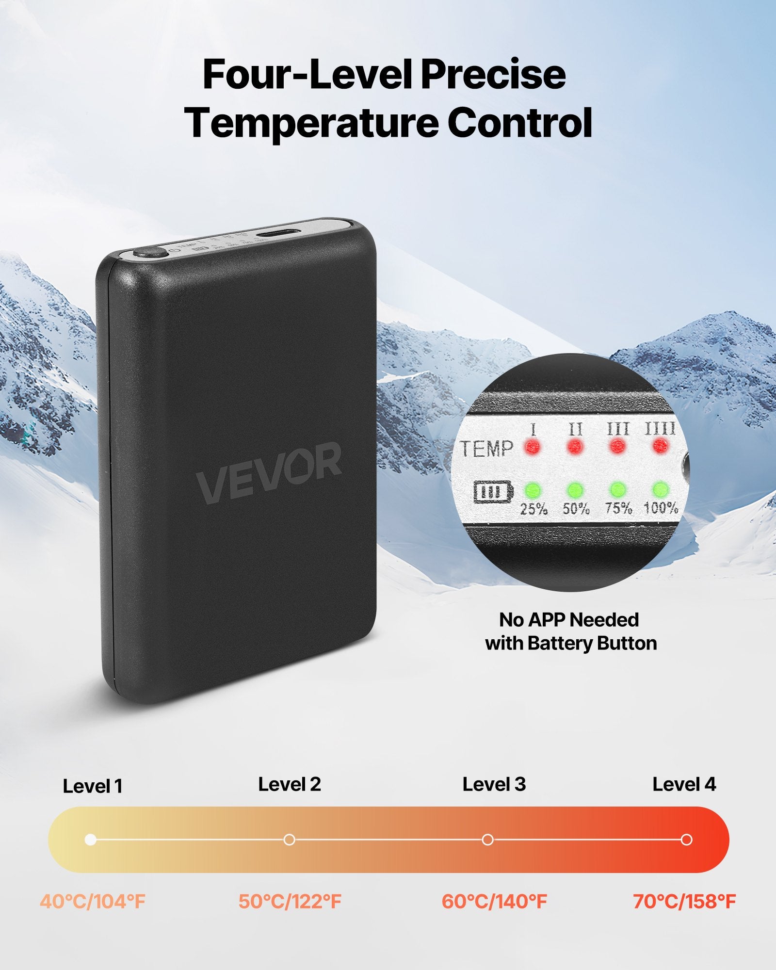 Šildomos kojinės VEVOR KEC-6000, 6000 mAh akumuliatoriai