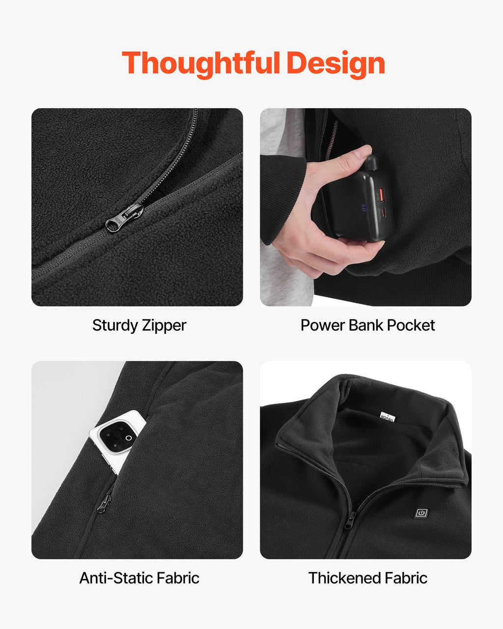 Šildomas flisinis džemperis moterims VEVOR 2530, 16000 mAh