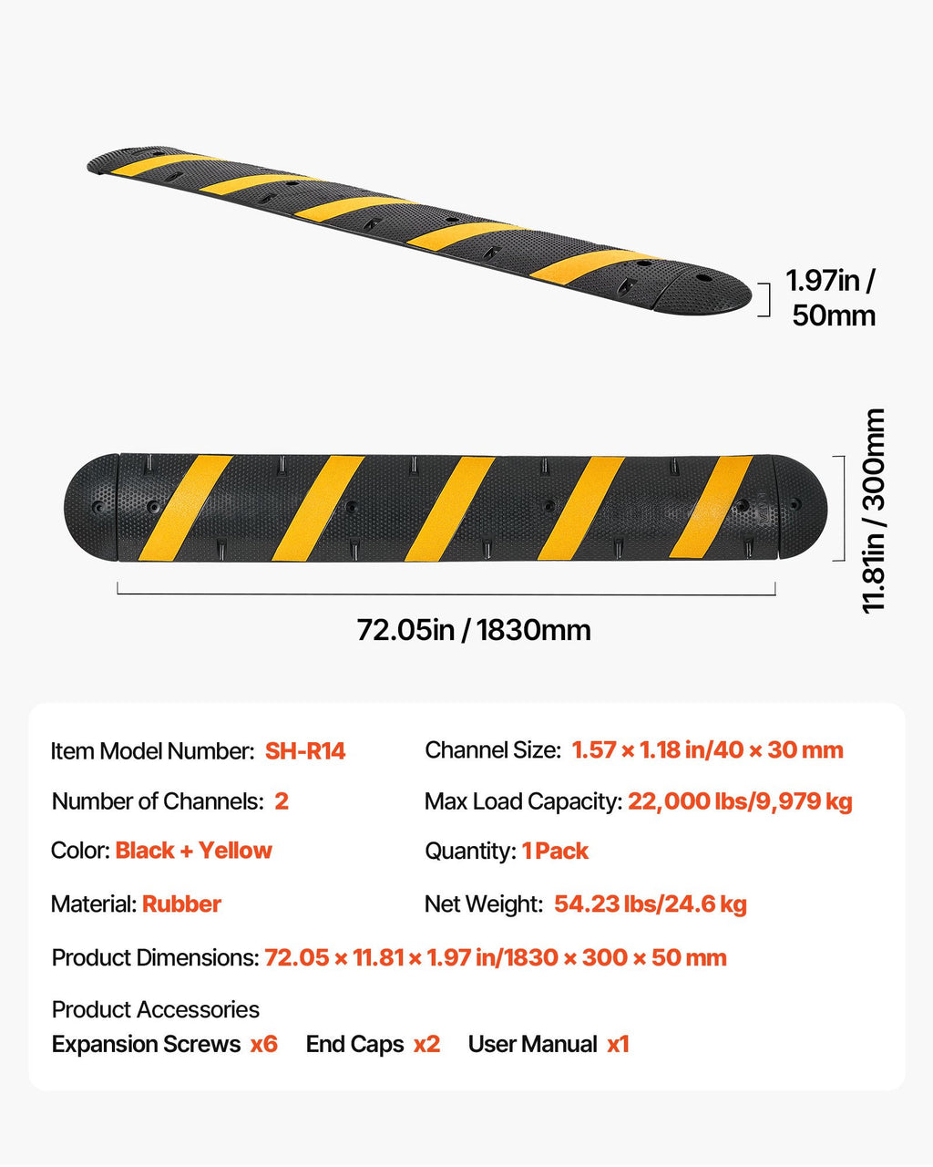 Greičio mažinimo kalnelis VEVOR SH-R14, 1830 mm