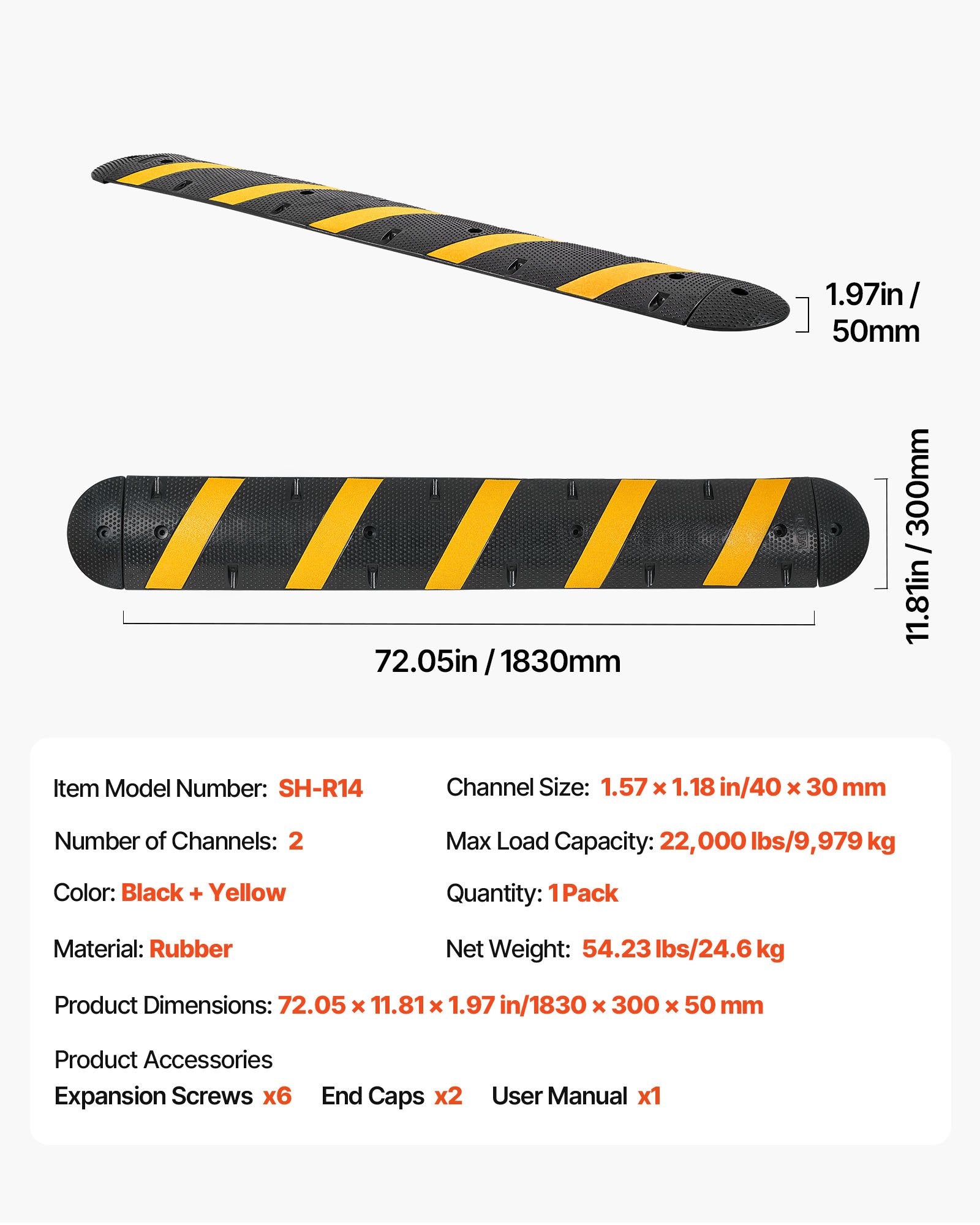 Greičio mažinimo kalnelis VEVOR SH-R14, 1830 mm