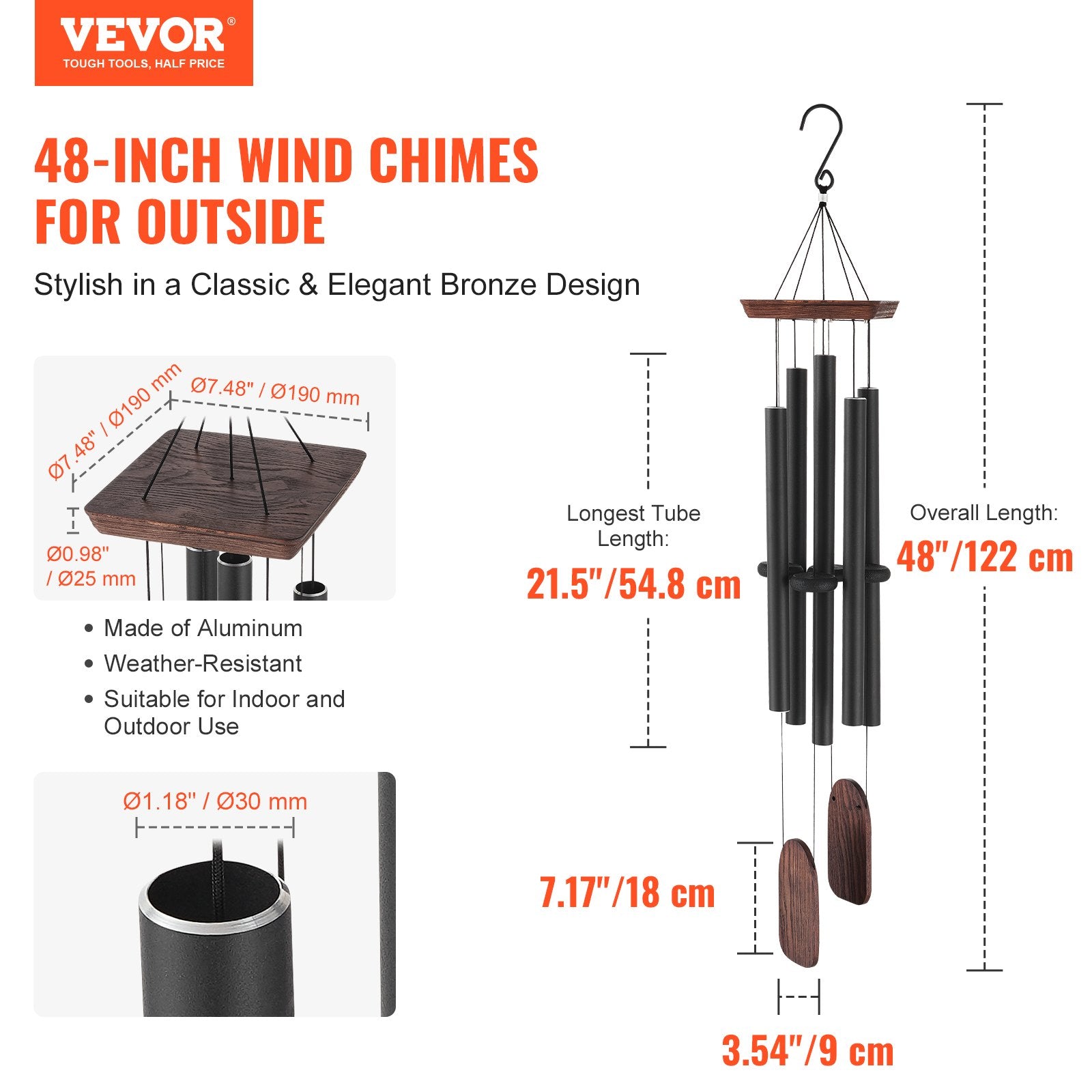 Lauko vėjo varpeliai VEVOR W22080, 1220 mm