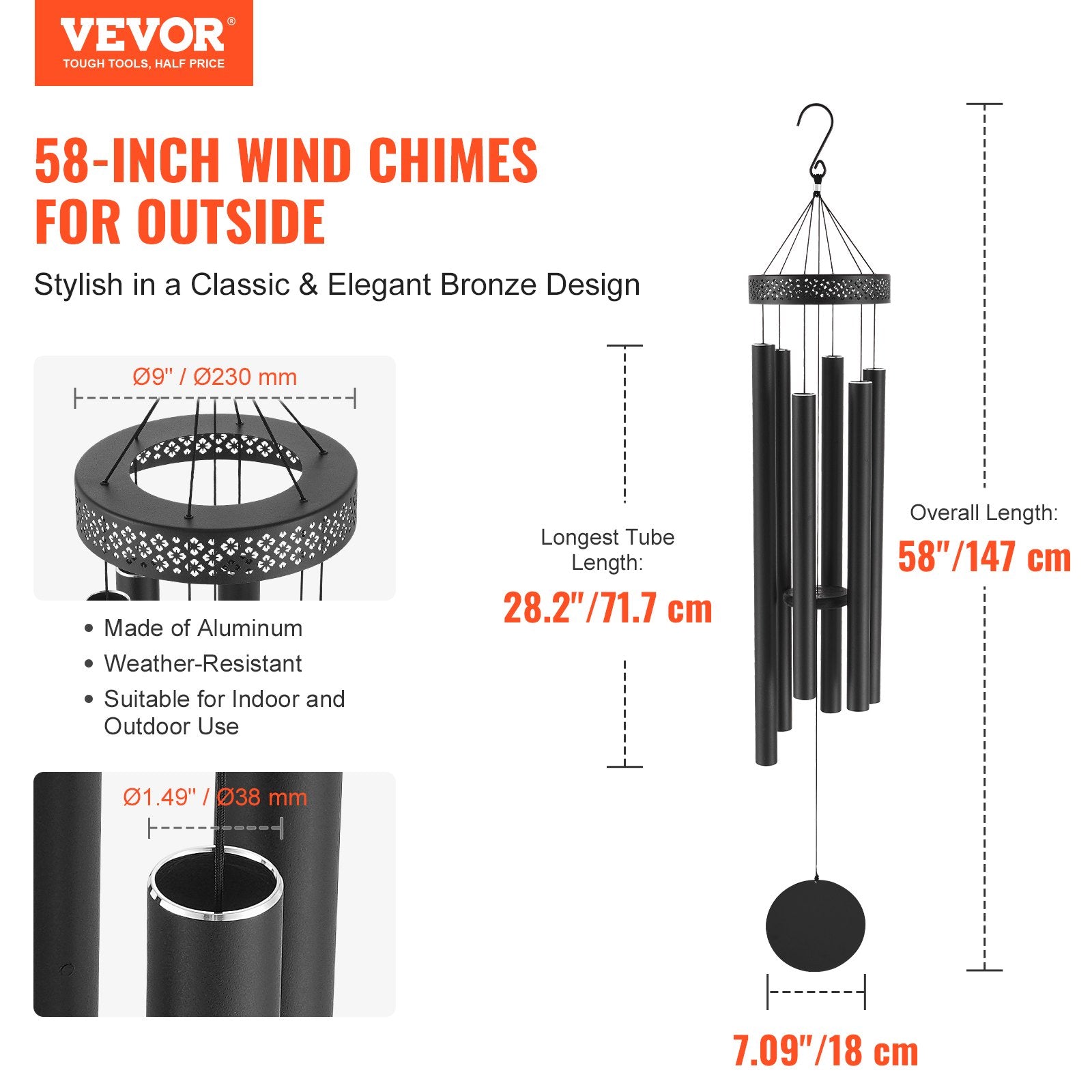 Lauko vėjo varpeliai VEVOR M22091, 1473 mm