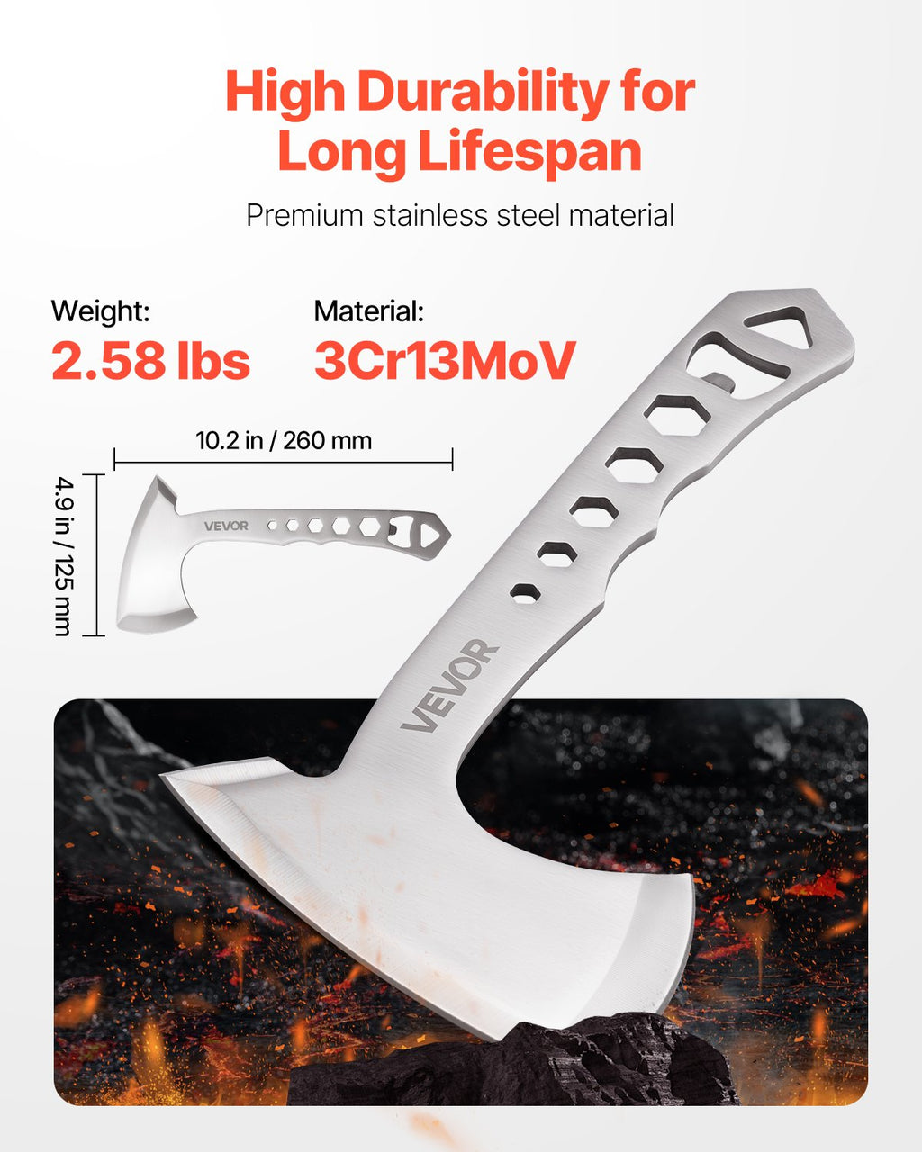 Metimo kirvių ir peilių rinkinys VEVOR DTTZF4SH, 6 dalių