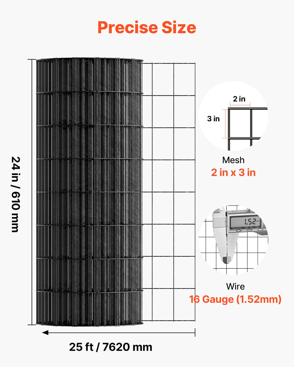 Metalinis tinklas VEVOR WGFS25001, 61 cm x 7,62 m