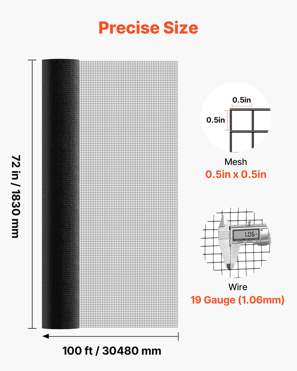 Tinklo tvora VEVOR WGFS25008, 183 cm x 30,4 m