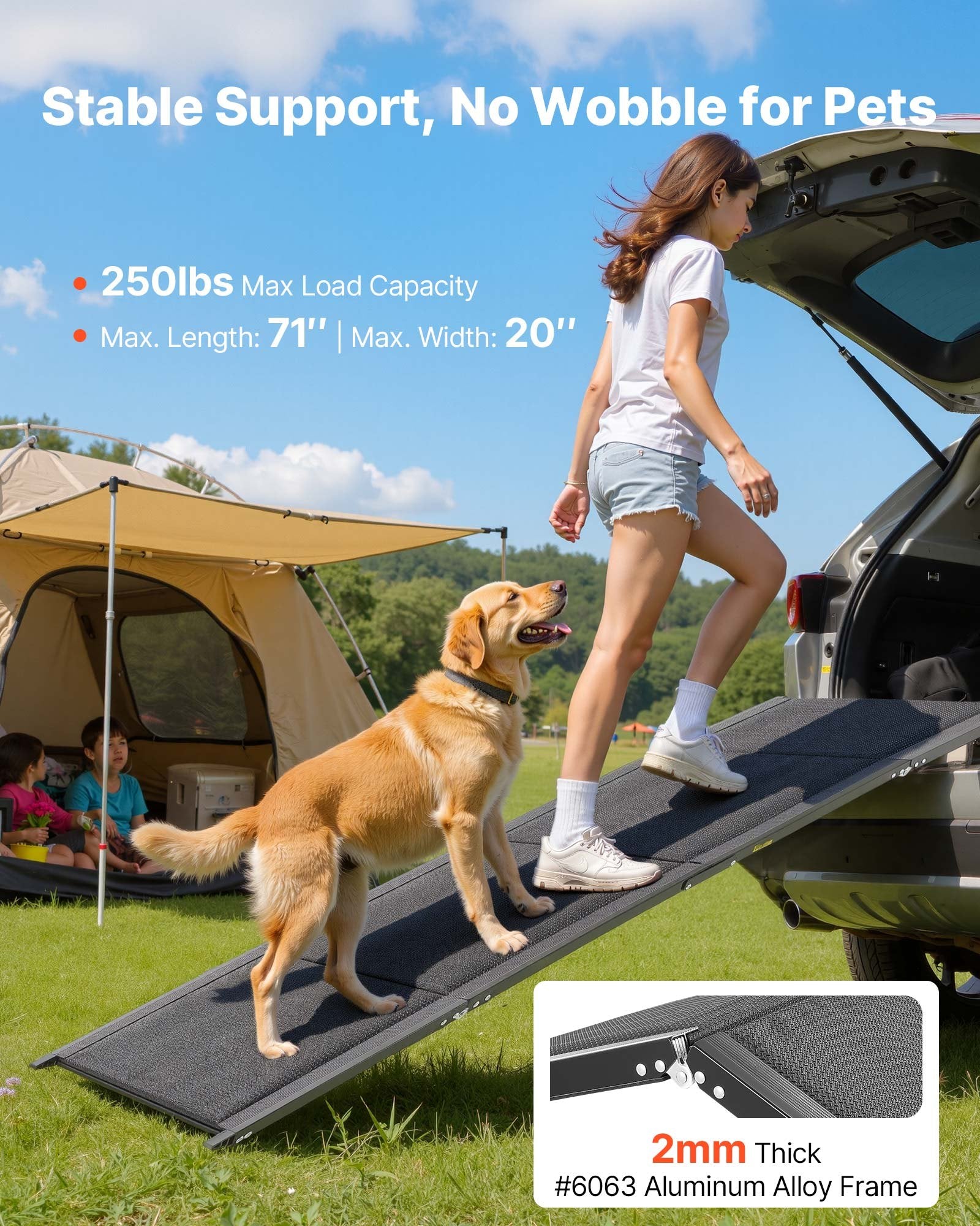 Šunų rampa automobiliui VEVOR 180*50, 113 kg keliamoji galia