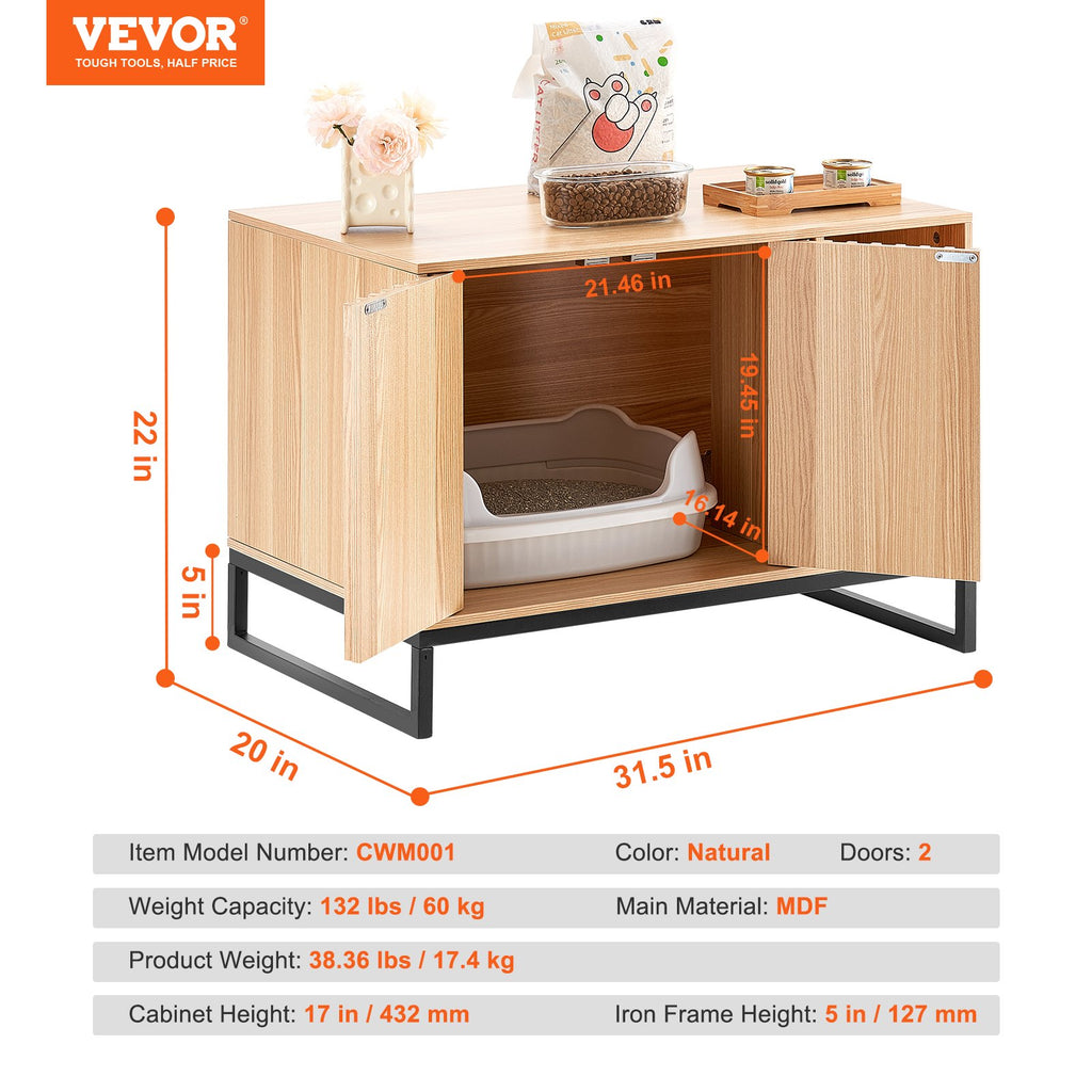Kačių tualeto spintelė VEVOR CWM001, 80 cm ilgio
