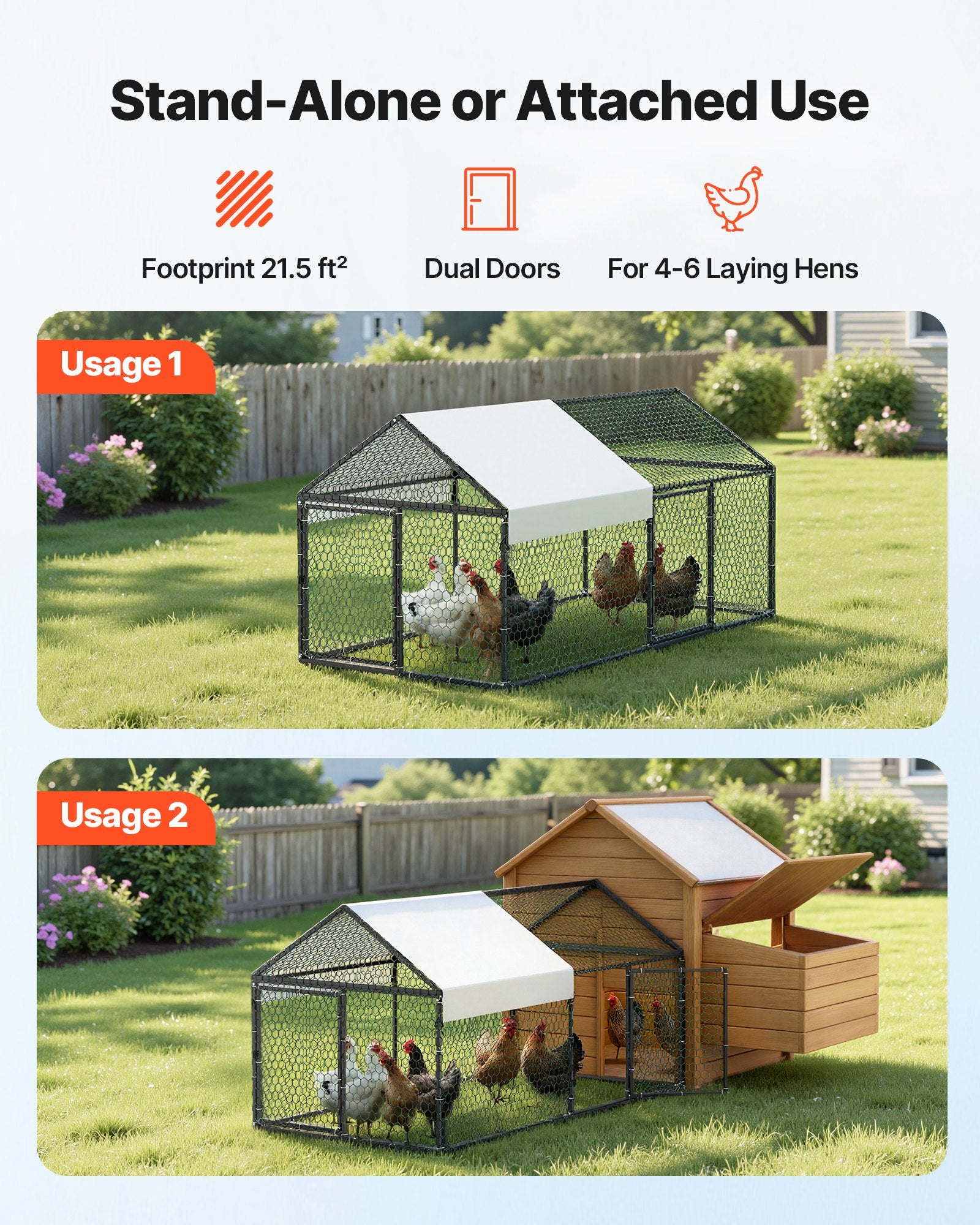 Metalinis vištidės aptvaras VEVOR CRCFG0102, 1 x 2 x 1 m