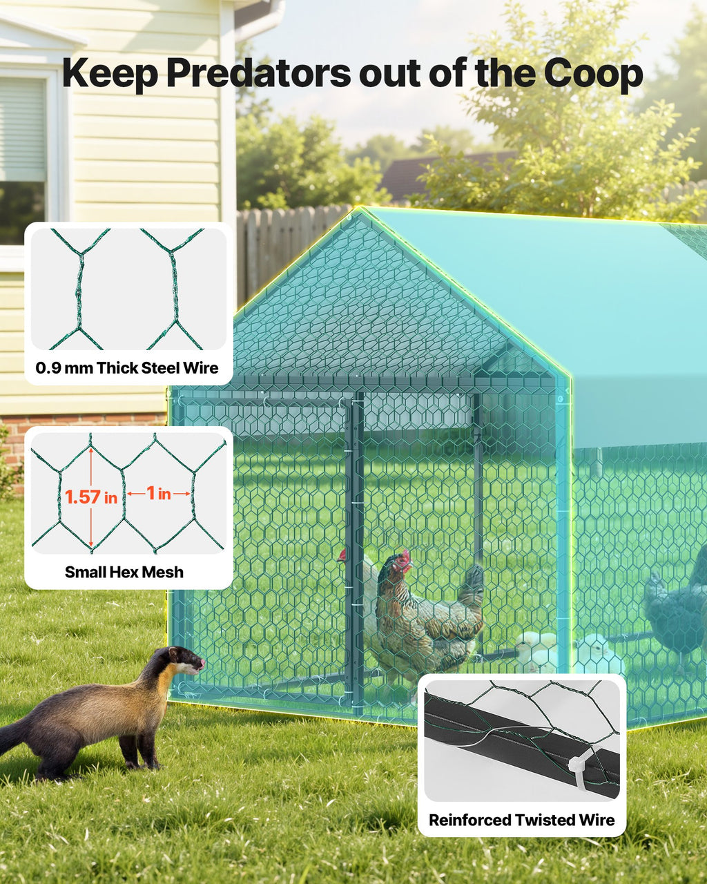 Metalinis vištidės aptvaras VEVOR CRCFG0102, 1 x 2 x 1 m
