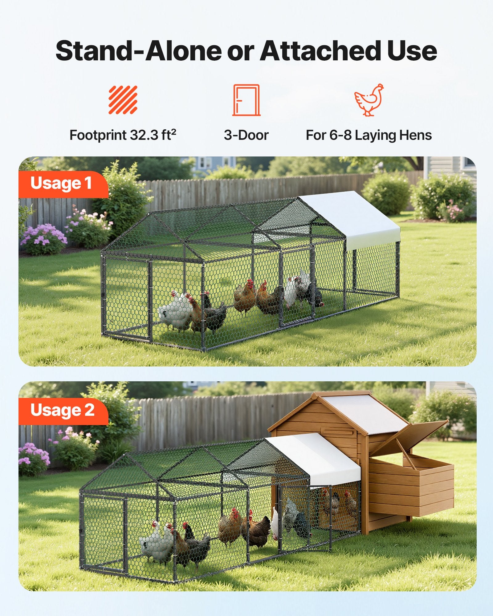 Metalinis vištidės aptvaras VEVOR CRCFG0103, 1 x 3 x 1 m