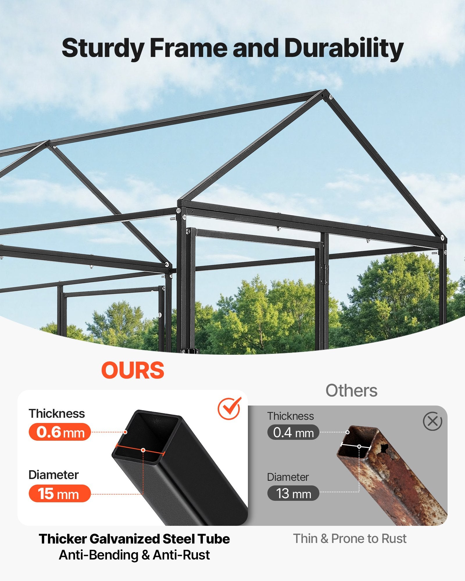 Metalinis vištidės aptvaras VEVOR CRCFG0103, 1 x 3 x 1 m