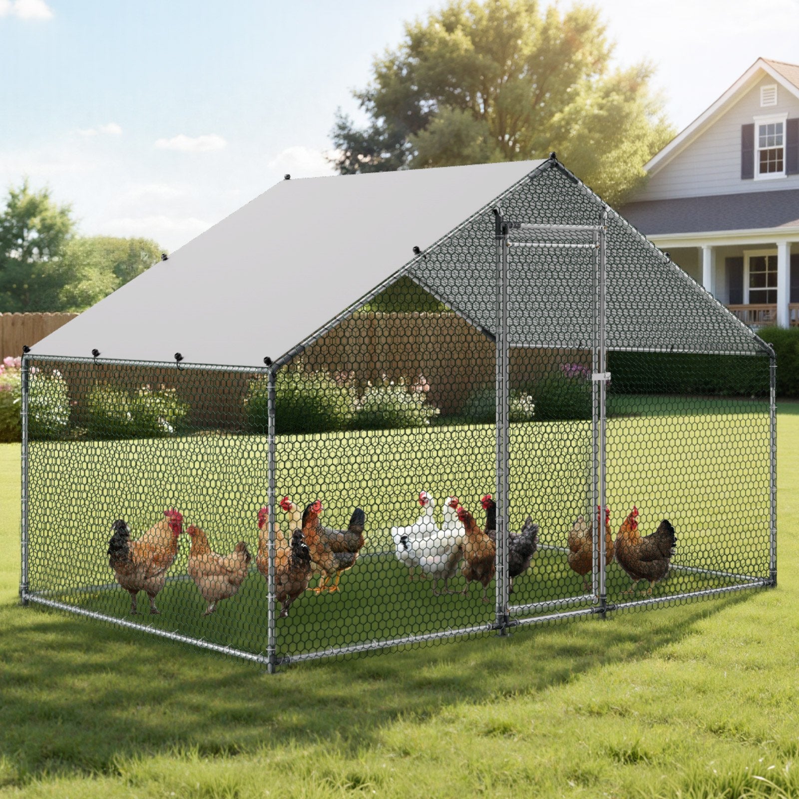Metalinis vištidės aptvaras VEVOR JD322, 3x2x2 m