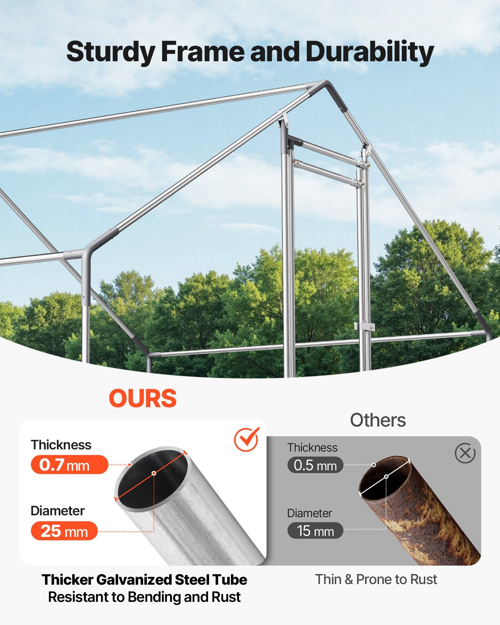 Metalinis vištidės aptvaras VEVOR JD362, 3x6x2 m