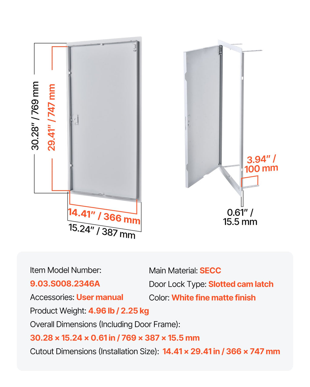 Revizinis liukas VEVOR 9.03.S008.2346A, 77x39 cm