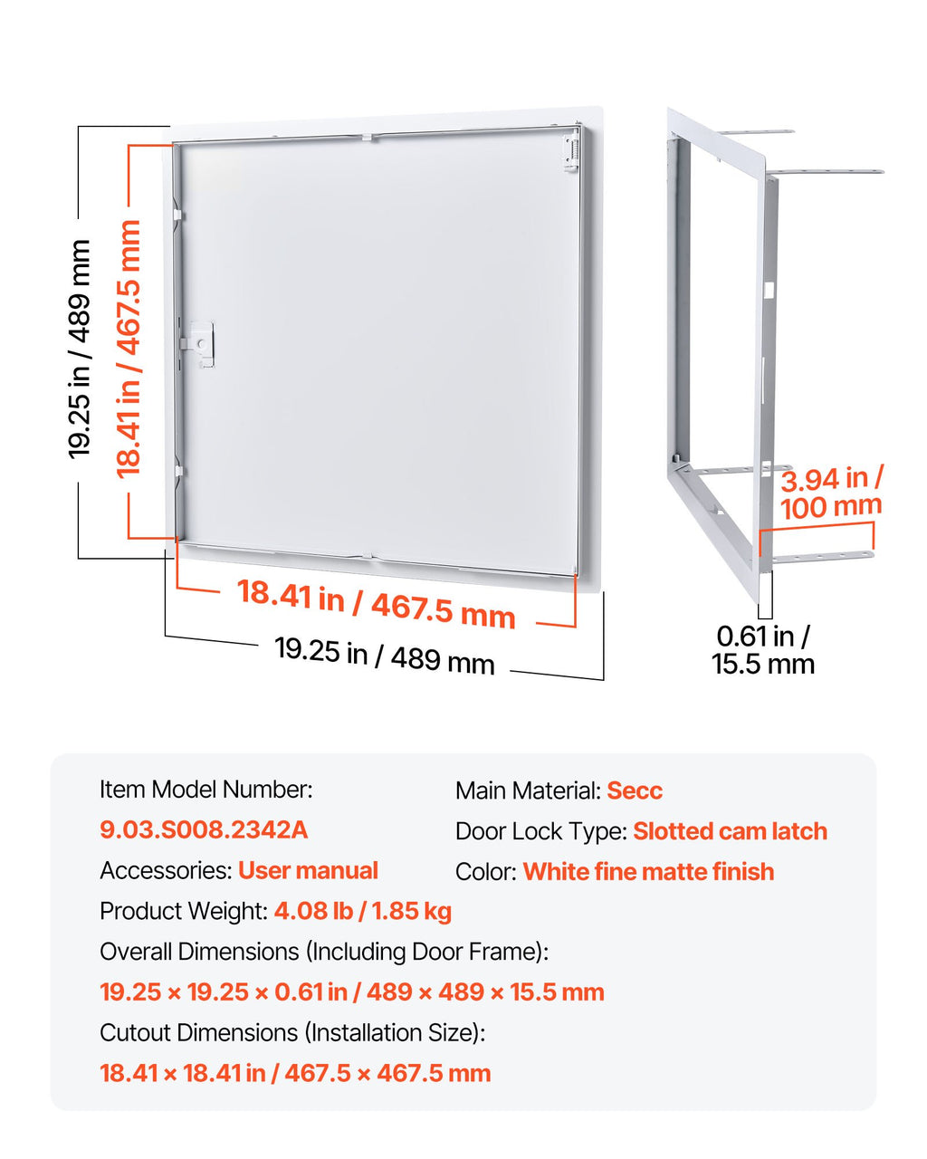 Revizinis liukas VEVOR 9.03.S008.2342A, 49x49 cm