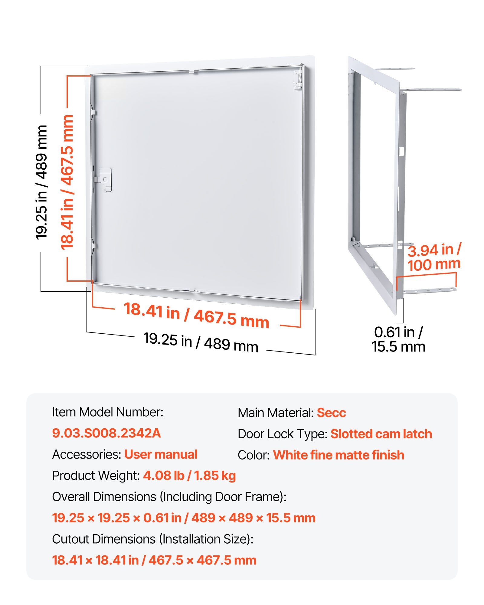Revizinis liukas VEVOR 9.03.S008.2342A, 49x49 cm