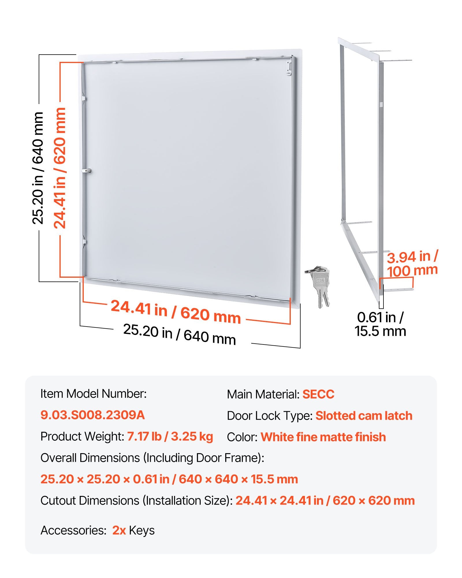 Revizinis liukas VEVOR 9.03.S008.2309A, 64x64 cm