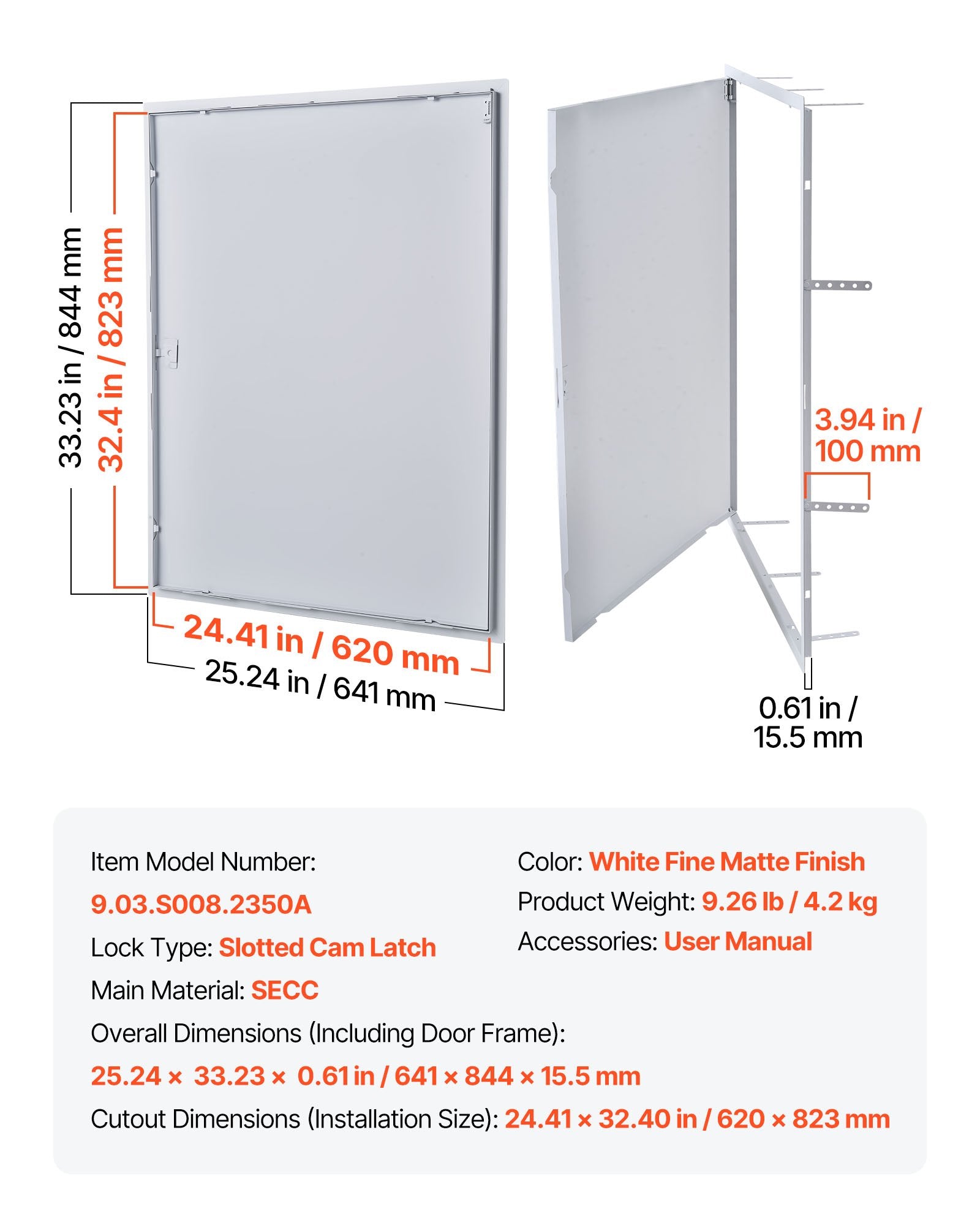 Revizinis liukas VEVOR 9.03.S008.2350A, 84x64 cm