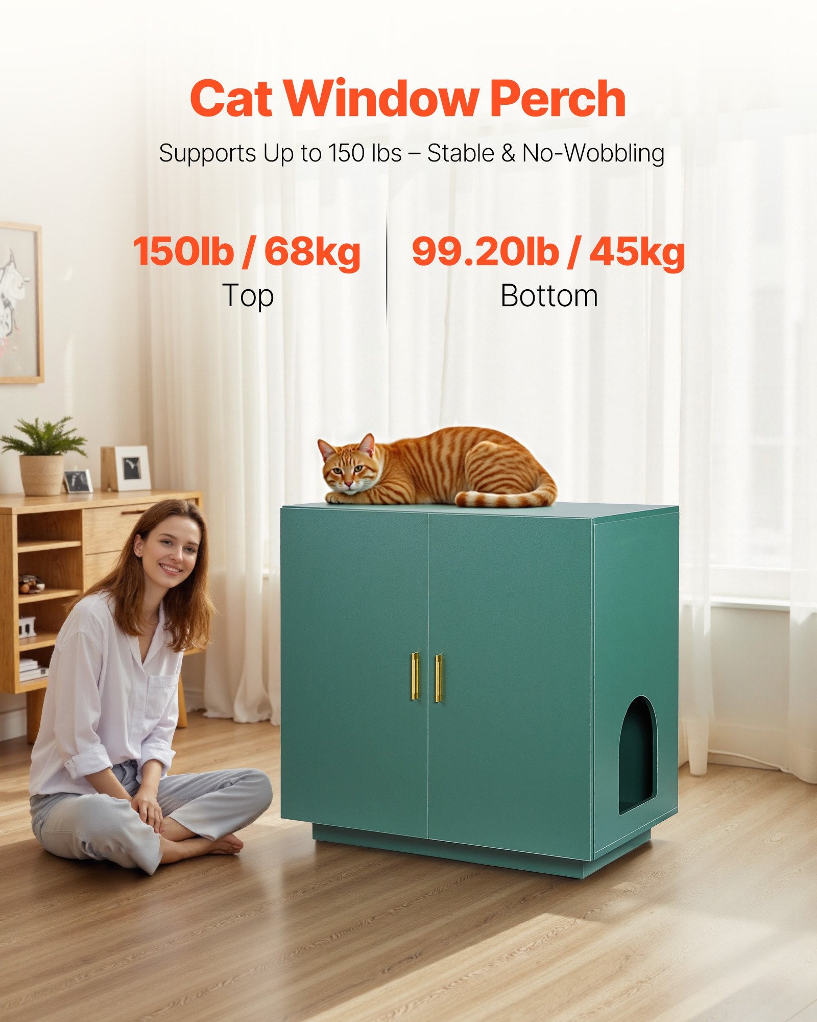 Kačių tualeto spintelė VEVOR KLCB-07, 80 cm pločio