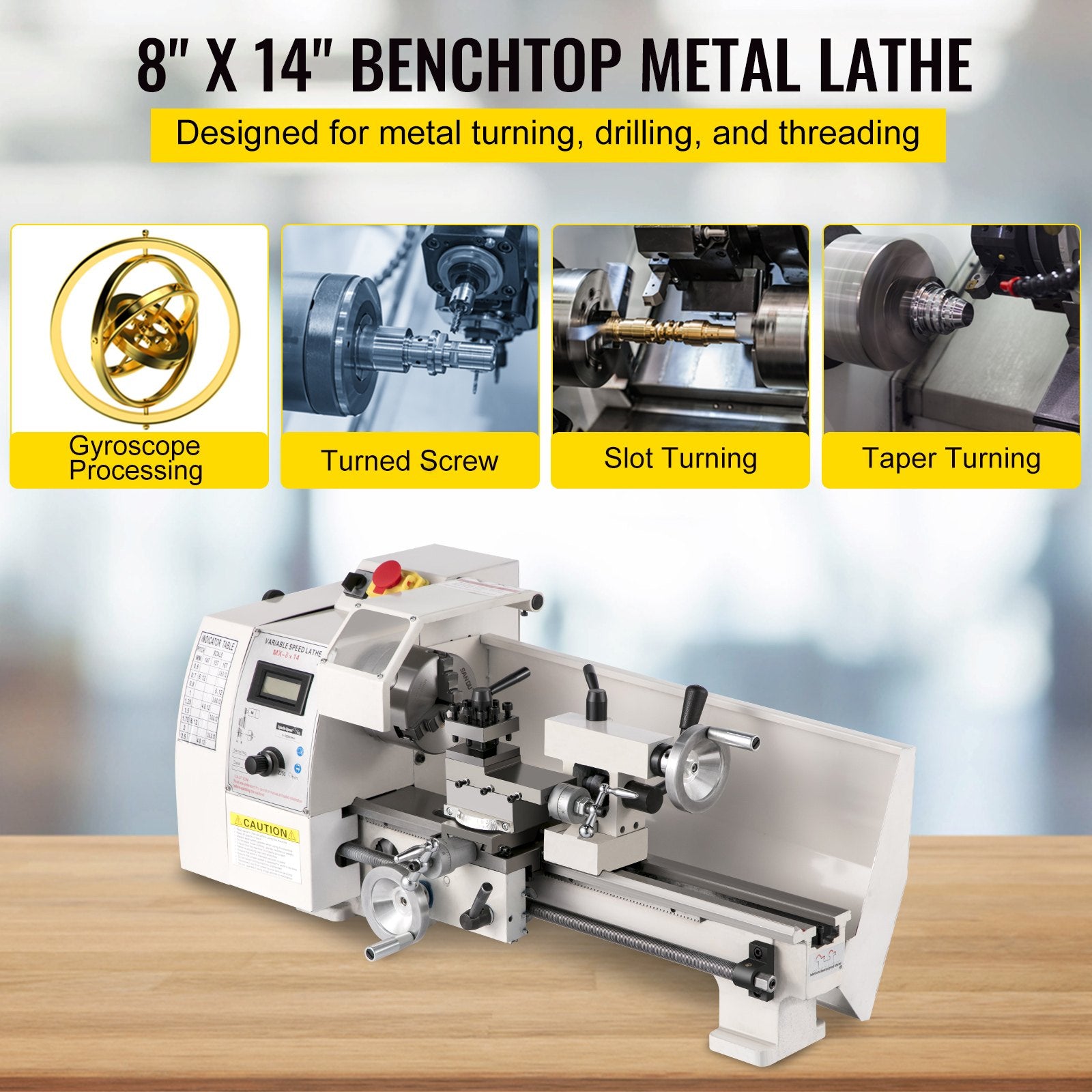 Mini metalo tekinimo staklės VEVOR 8x14, 600W