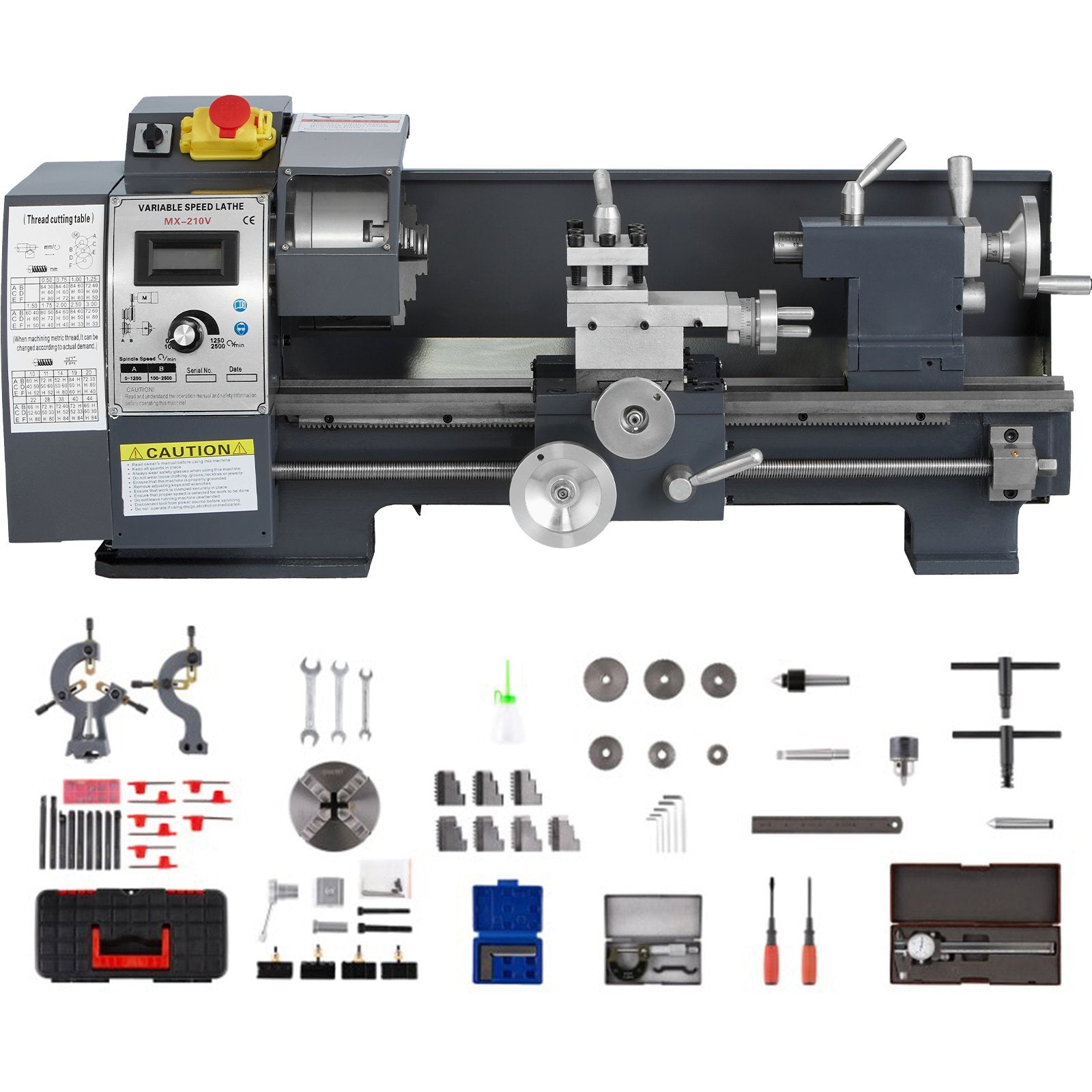 Mini metalo tekinimo staklės VEVOR 8x16 colių, 1100 W