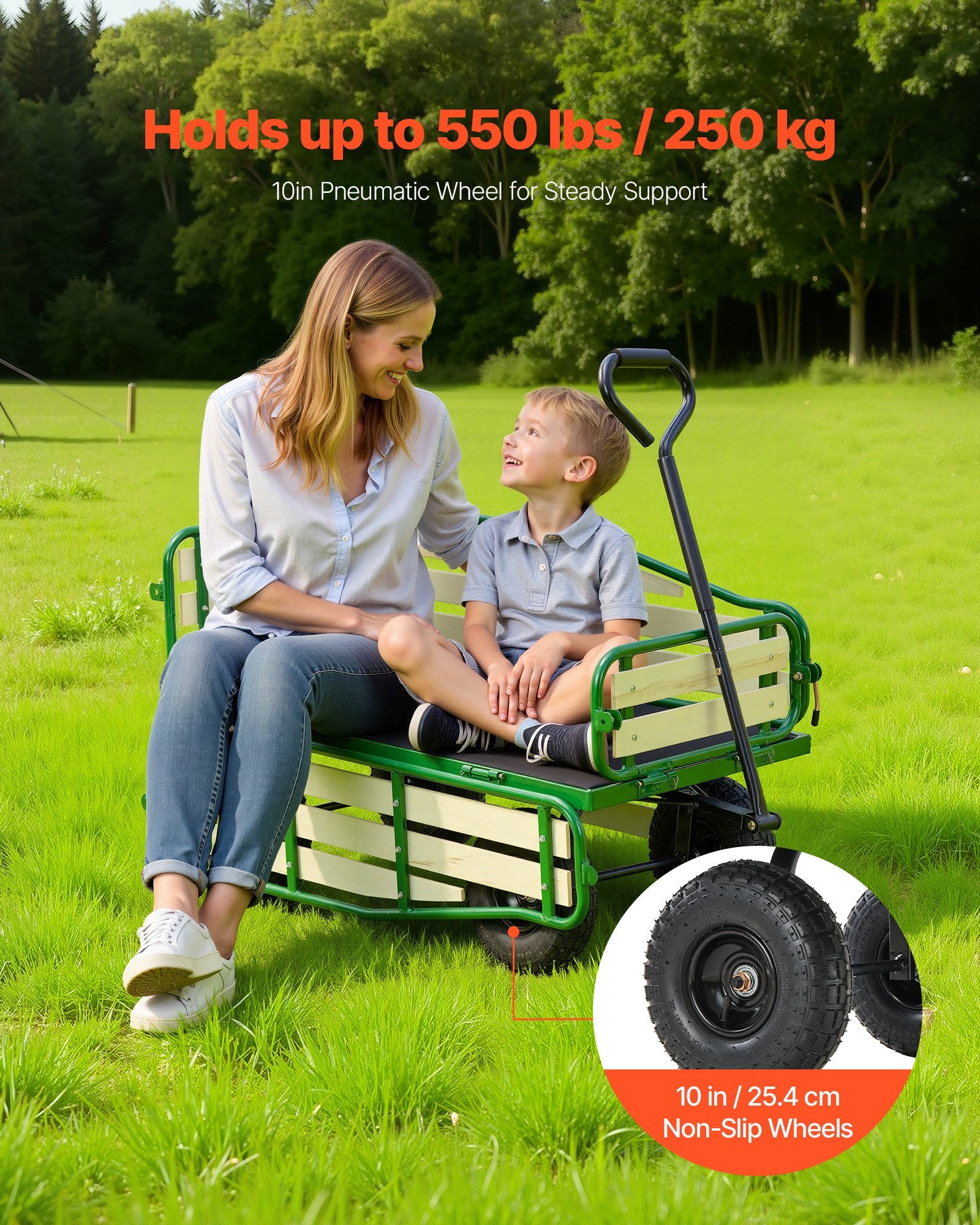 Vaikiškas vežimėlis-vagonėlis VEVOR TC4211A, 250 kg keliamoji galia