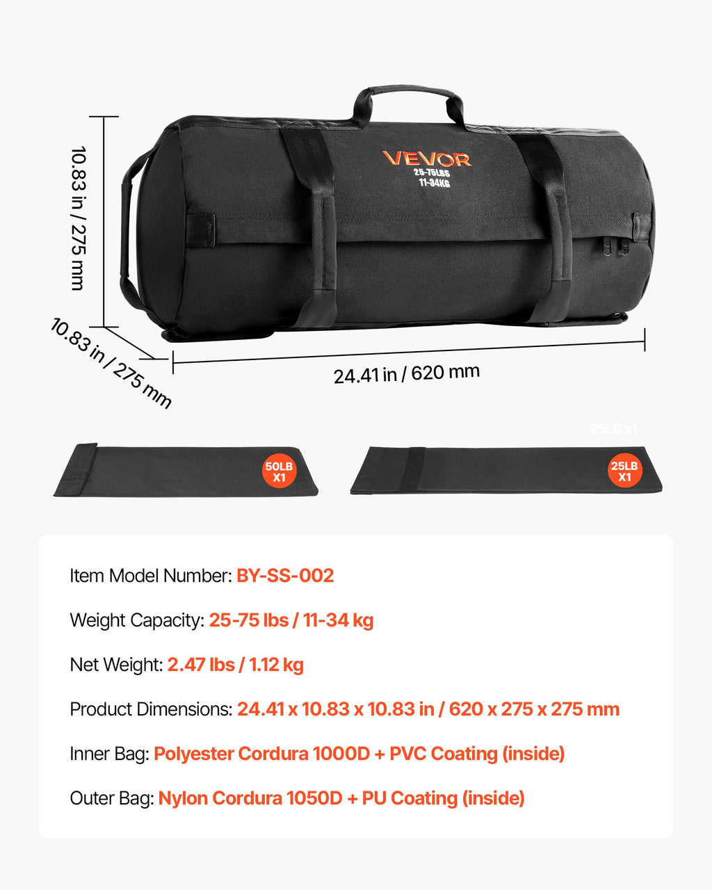Sportinis svorio maišas VEVOR BY-SS-002, 11-34 kg