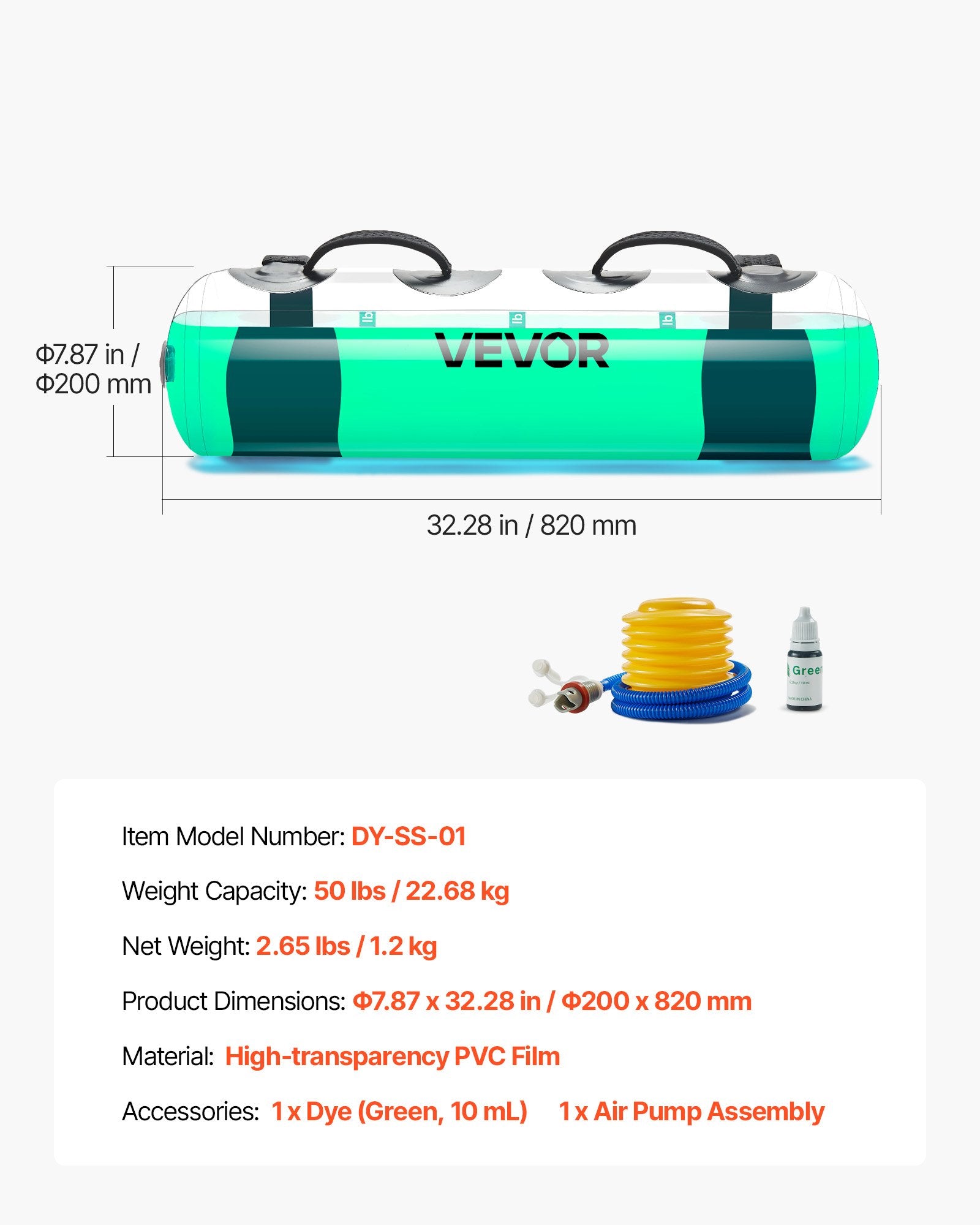 Vandens svarmenų krepšys VEVOR DY-SS-01, 22,68 kg