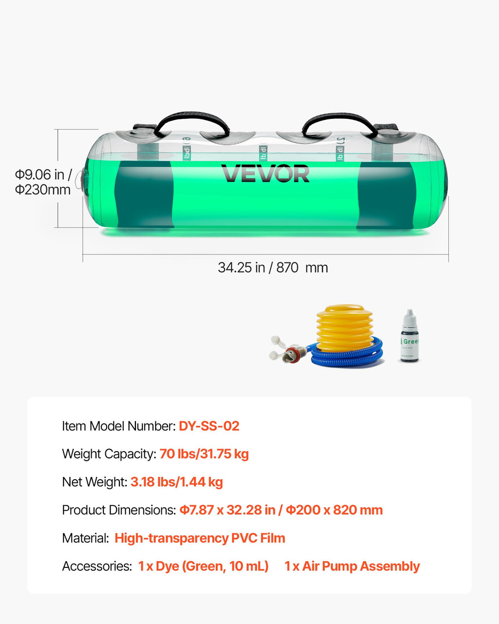 Vandens svarmenų krepšys VEVOR DY-SS-02, 31,75 kg