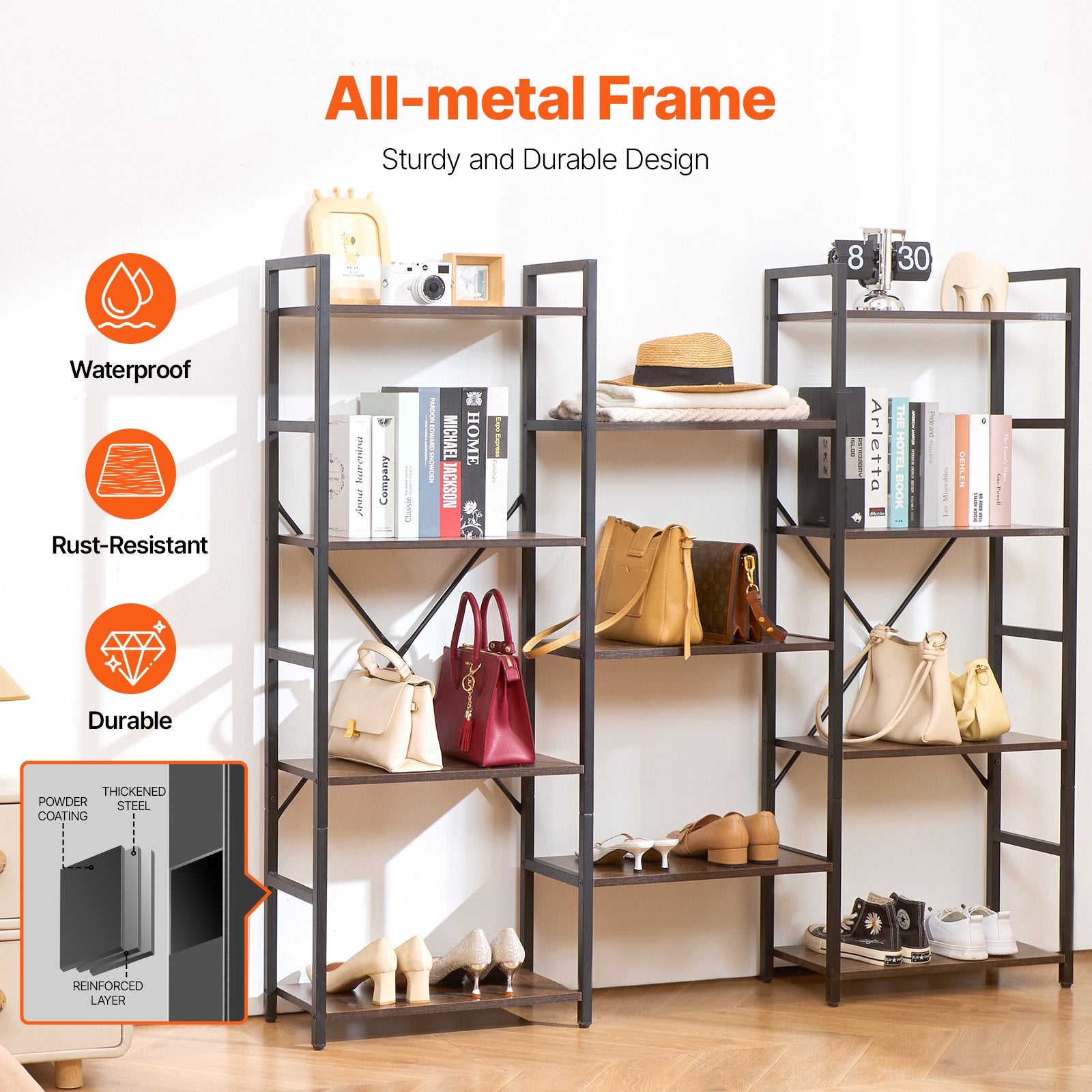 Atvira metalinė lentyna VEVOR C240729W-04, 11 aukštų
