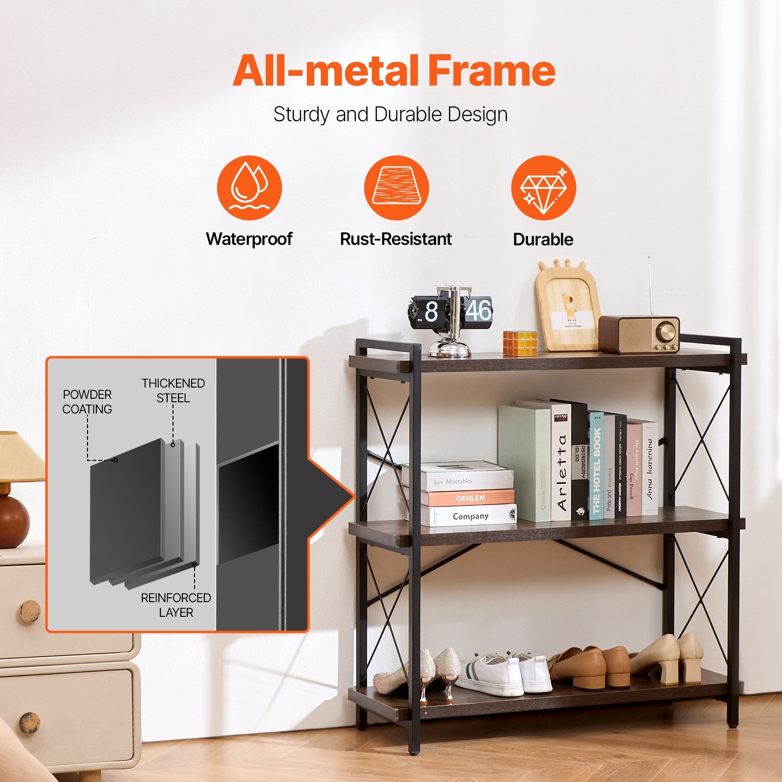 Metalinė lentyna VEVOR C240729W-02, 3 aukštų