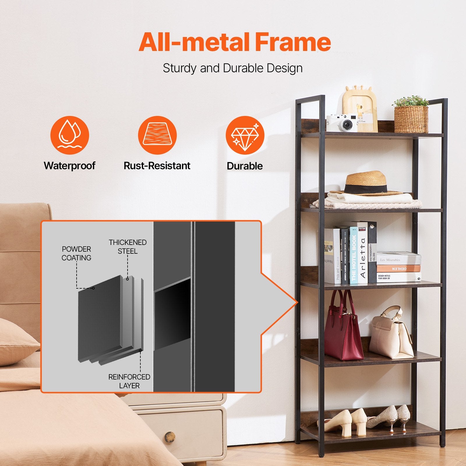 Metalinė lentyna VEVOR C240729W-03, 5 aukštų