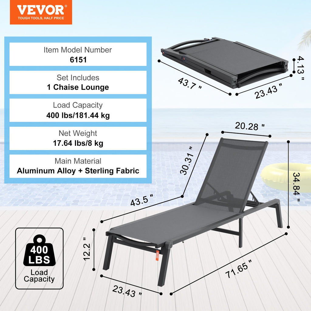 Lauko gultas VEVOR 6151, reguliuojamas 5 padėčių