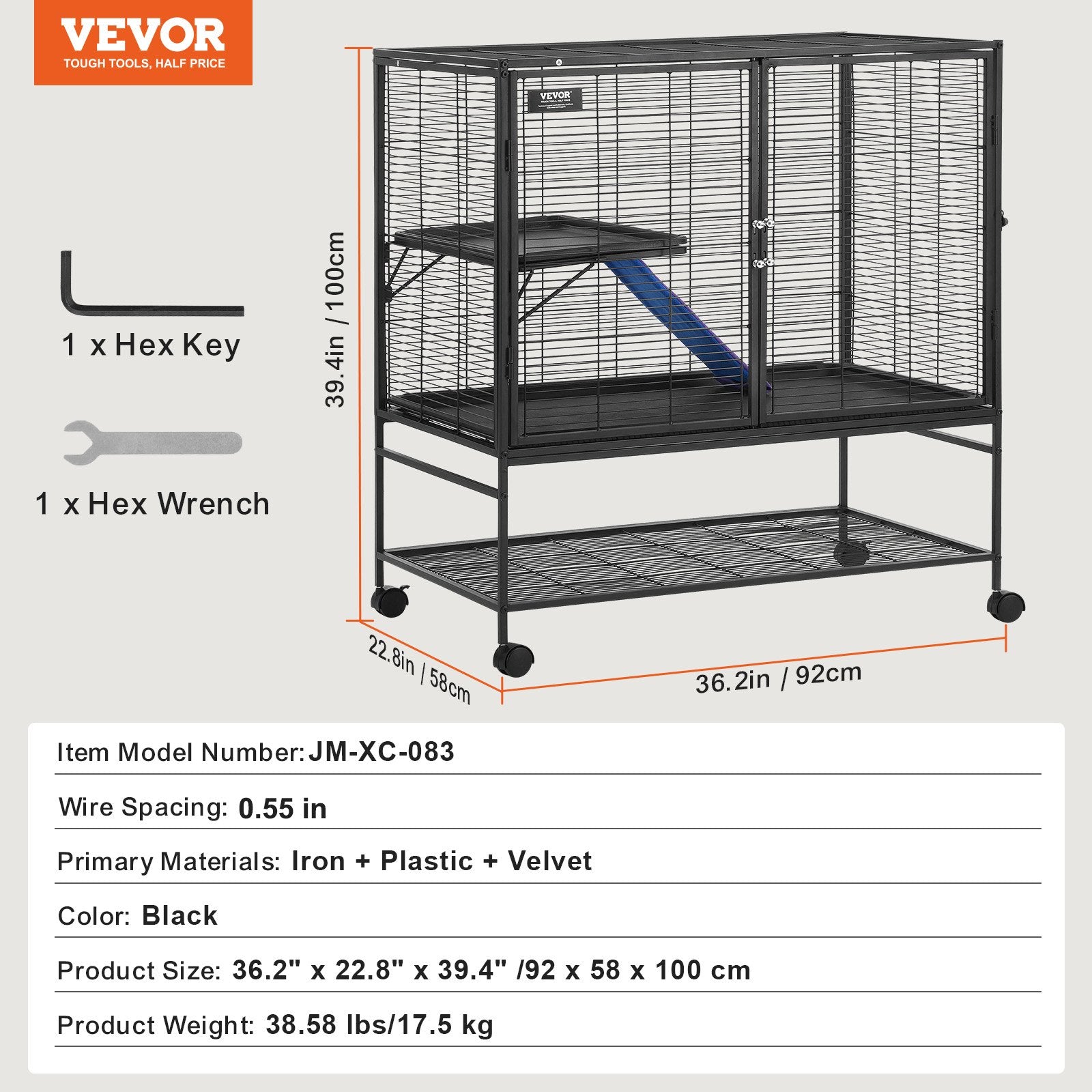 Narvas smulkiems gyvūnams VEVOR JM-XC-083, 100 cm aukščio