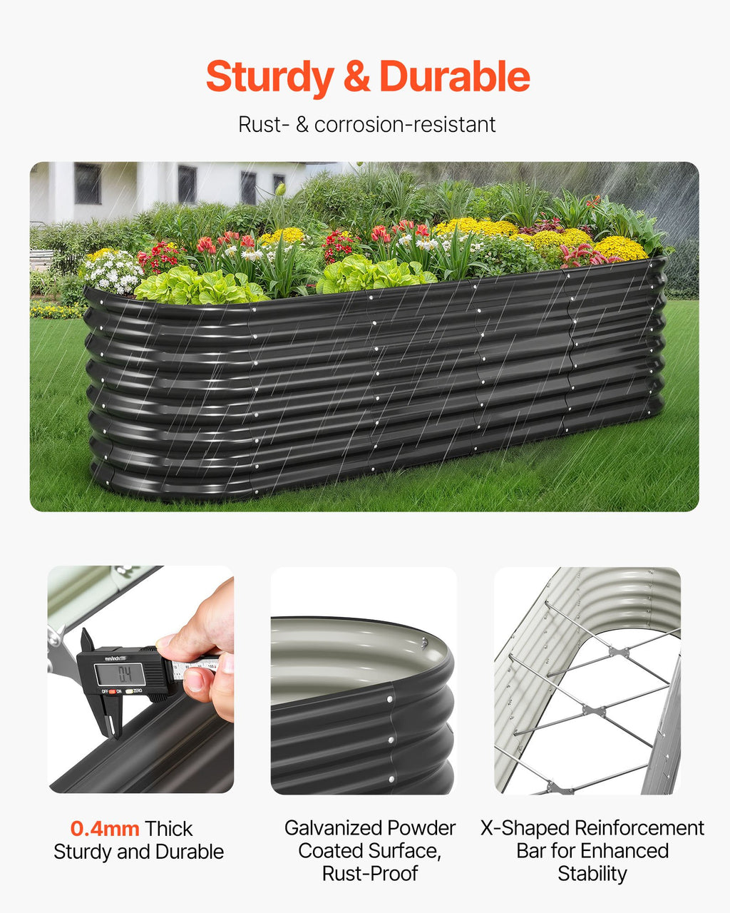 Pakelta lysvė VEVOR GM61003-240X60X57CM, 2,4 x 0,6 x 0,6 m