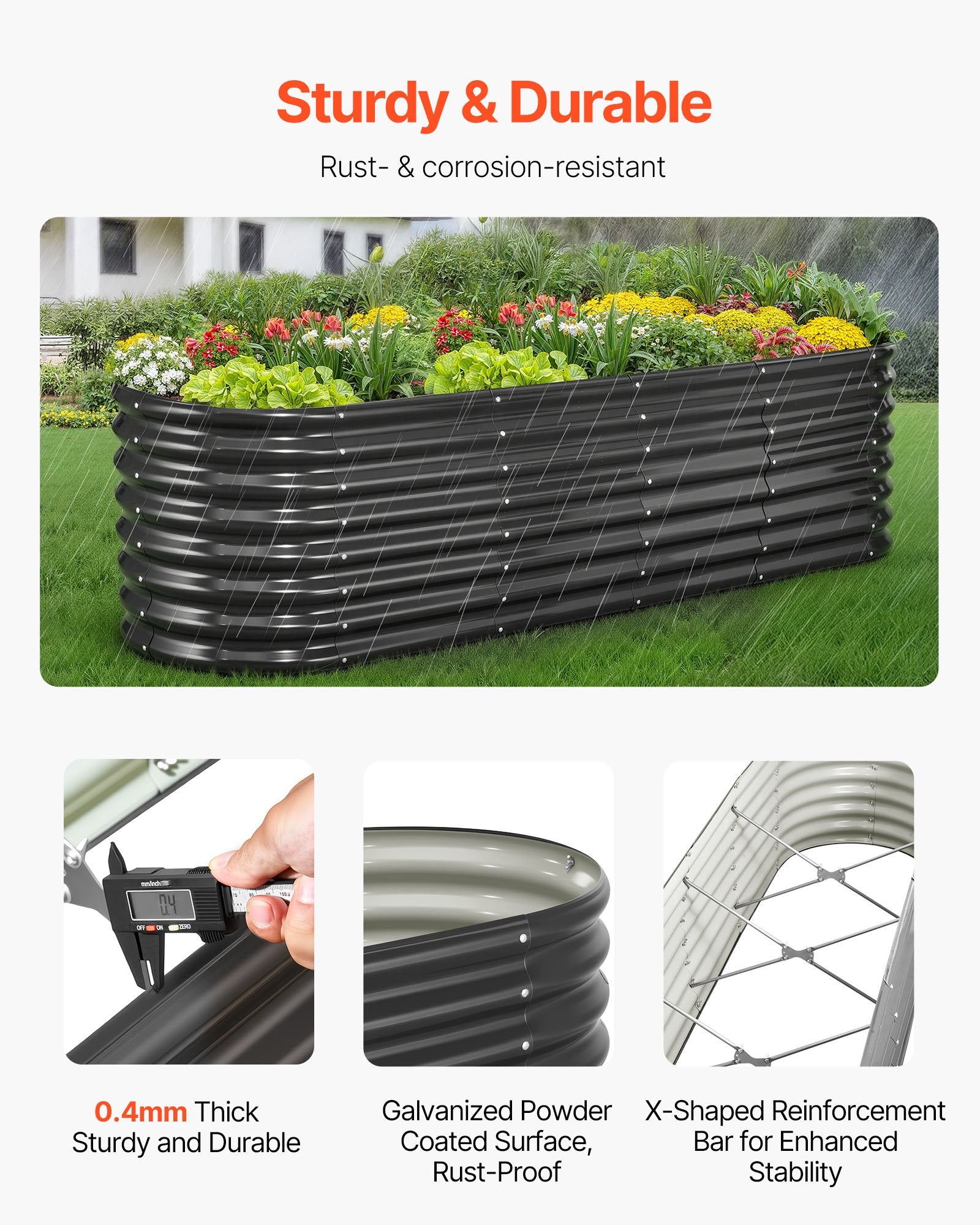 Pakelta lysvė VEVOR GM61003-240X60X57CM, 2,4 x 0,6 x 0,6 m